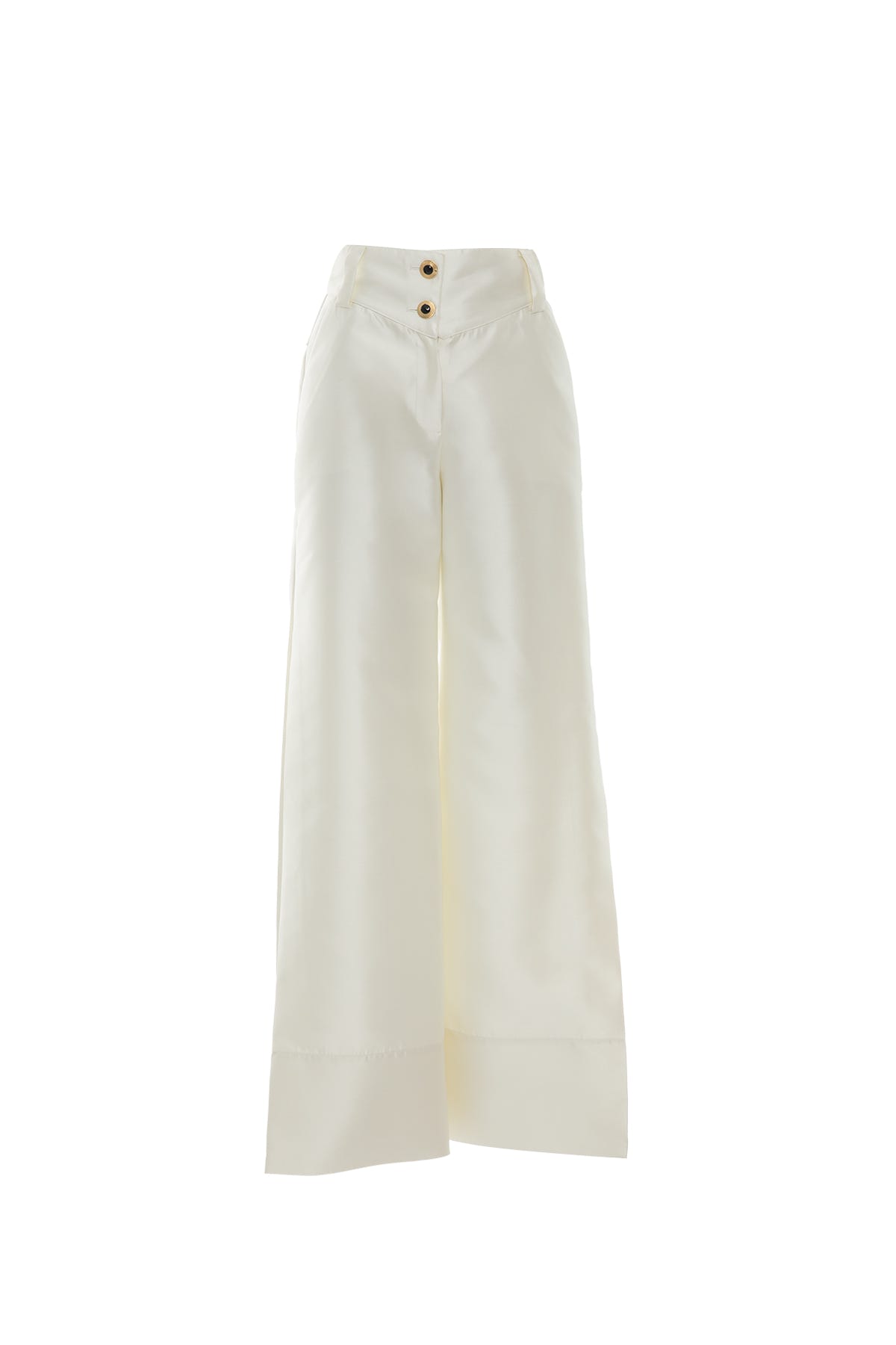 Korsaj Detaylı Düğmeli Bol Paça Pantolon