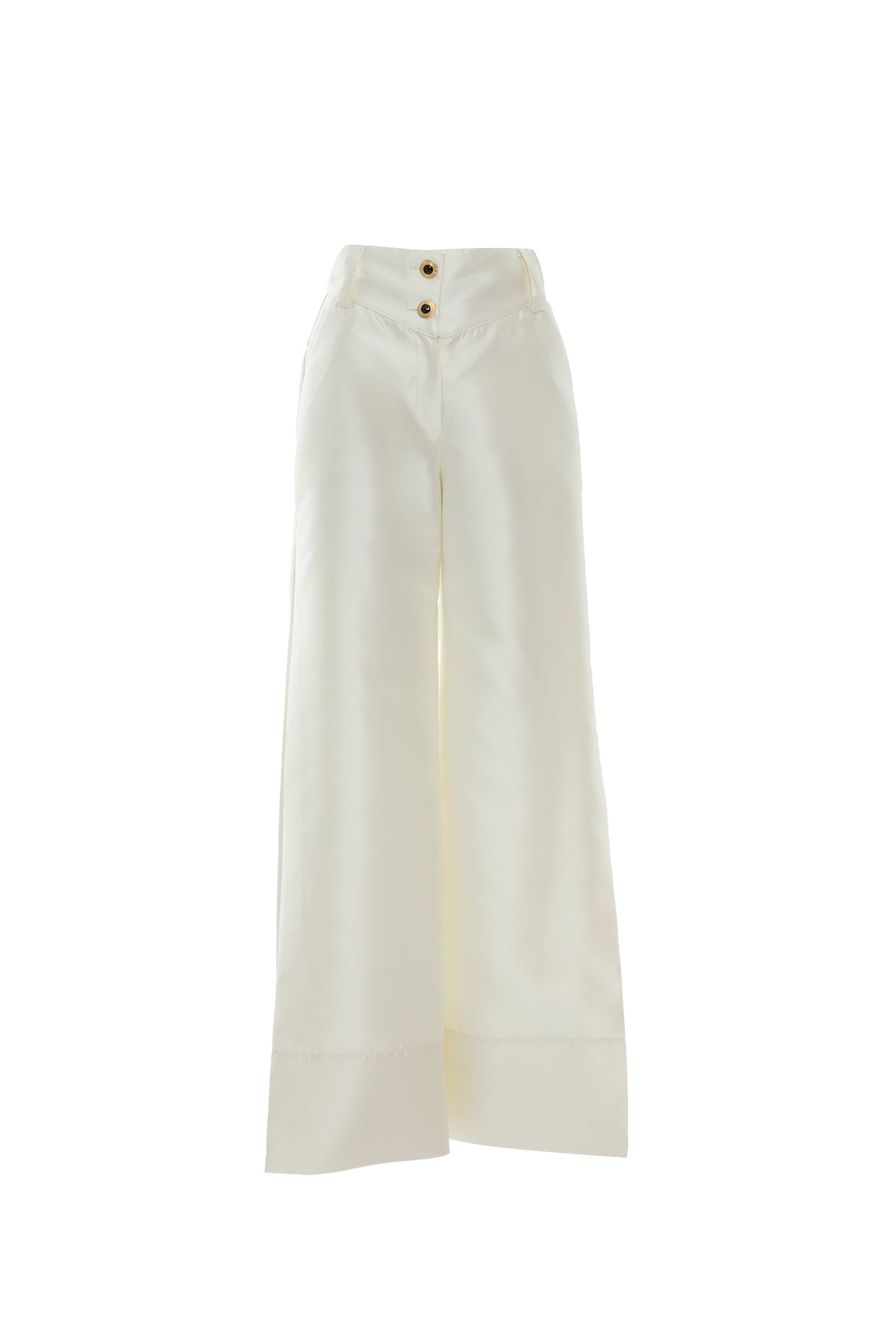 Korsaj Detaylı Düğmeli Bol Paça Pantolon