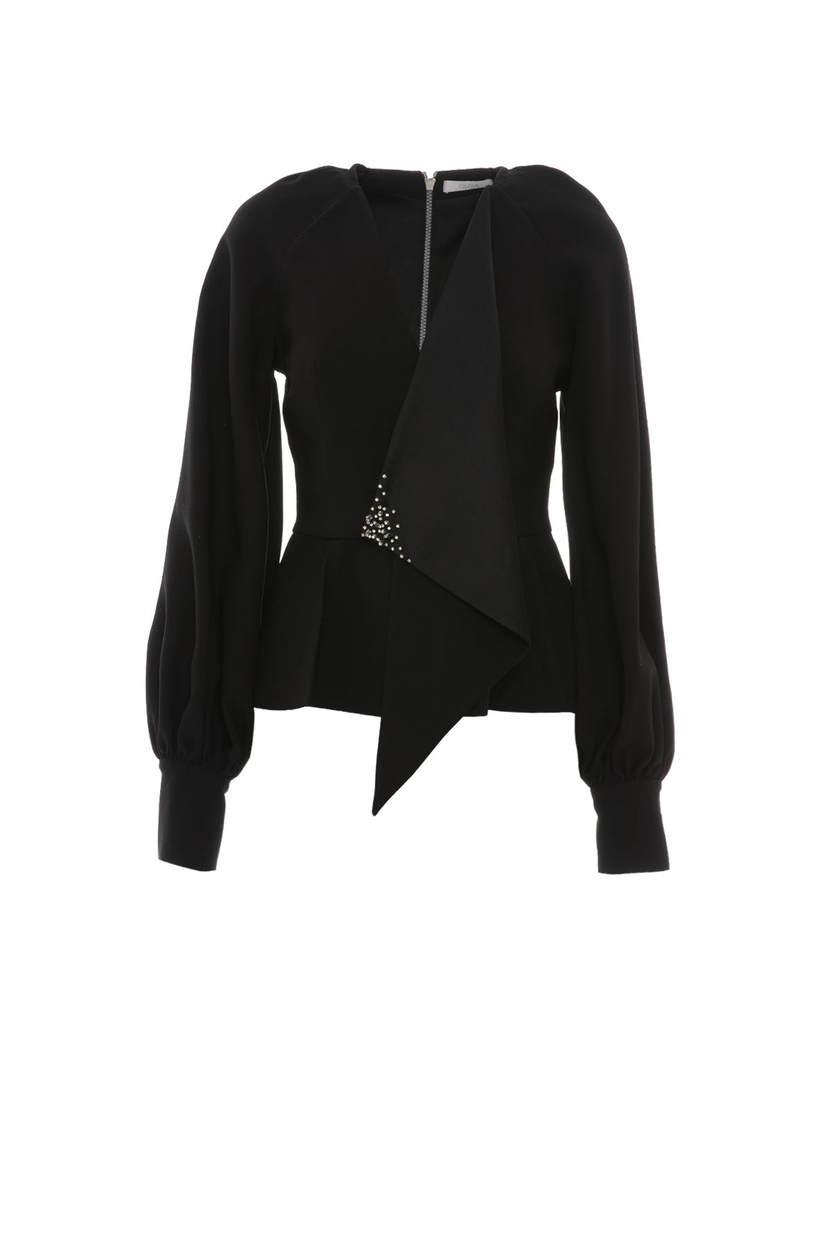 İşleme Detaylı Arkası Fermuarlı Bluz