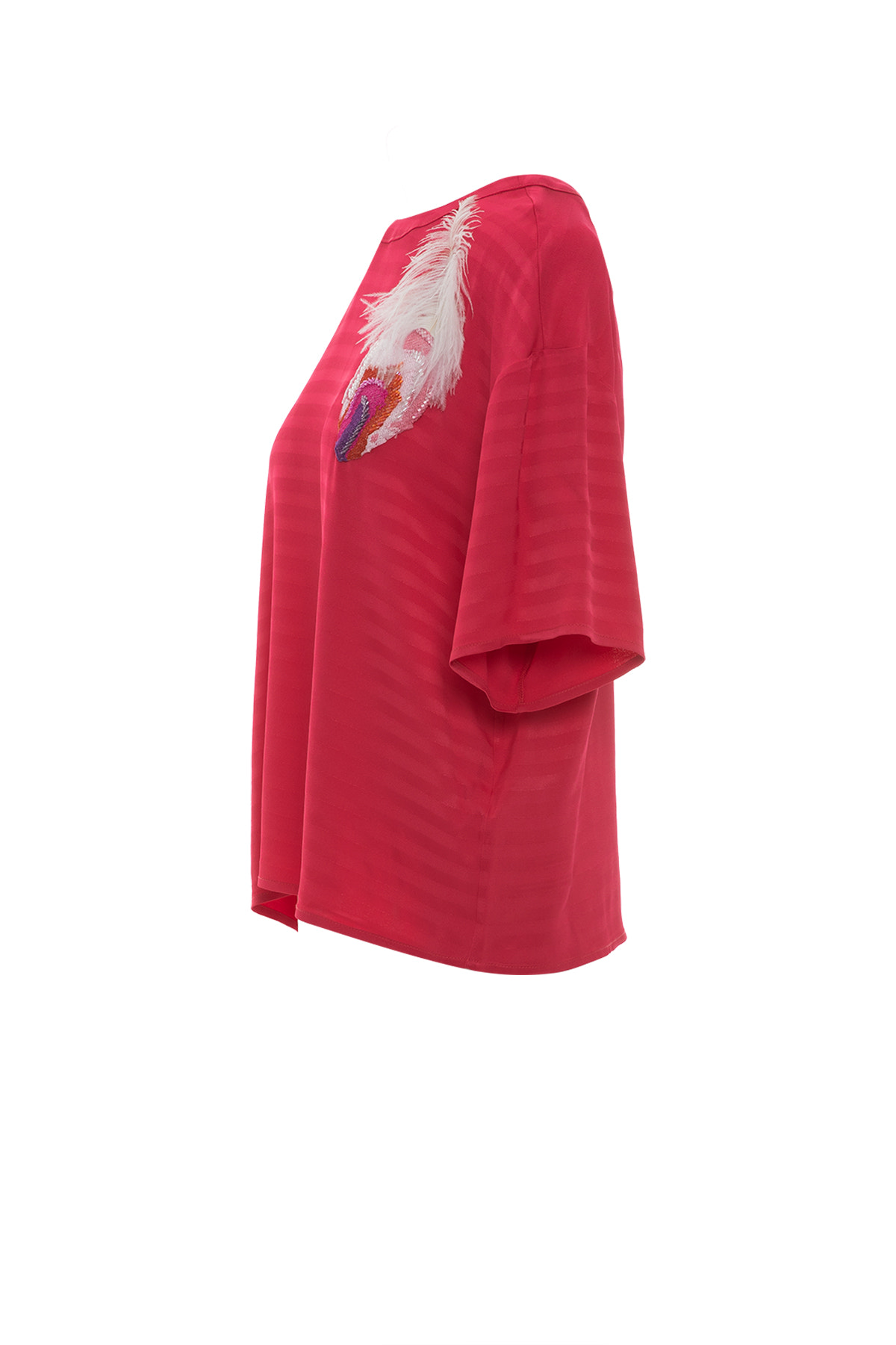 Tüylü Nakış Detaylı Basic T-shirt