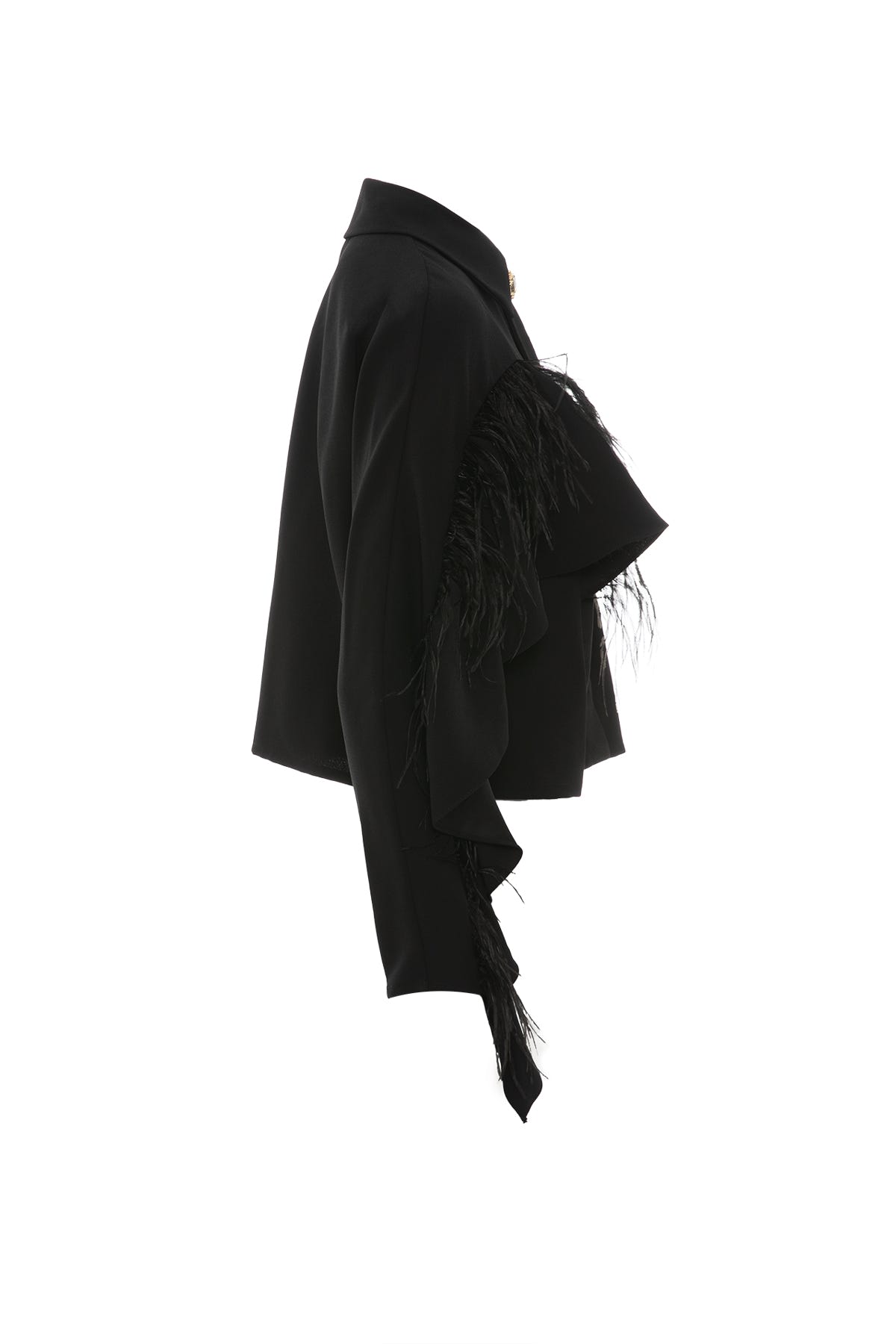 Tüy Detaylı Çıtçıt Kapama Bluz