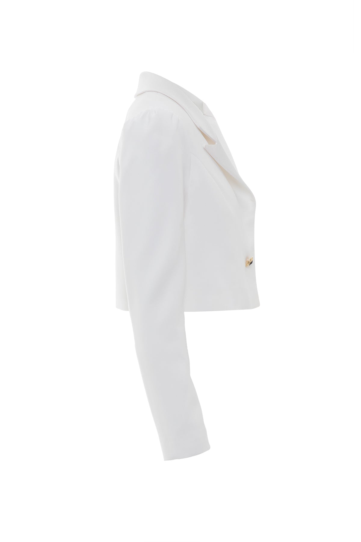 Gold Düğme Detaylı Kısa Ekru Ceket