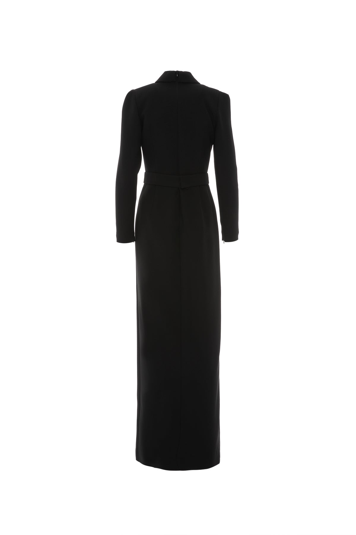 Yırtmaçlı Erkek Yaka Uzun Abiye Elbise