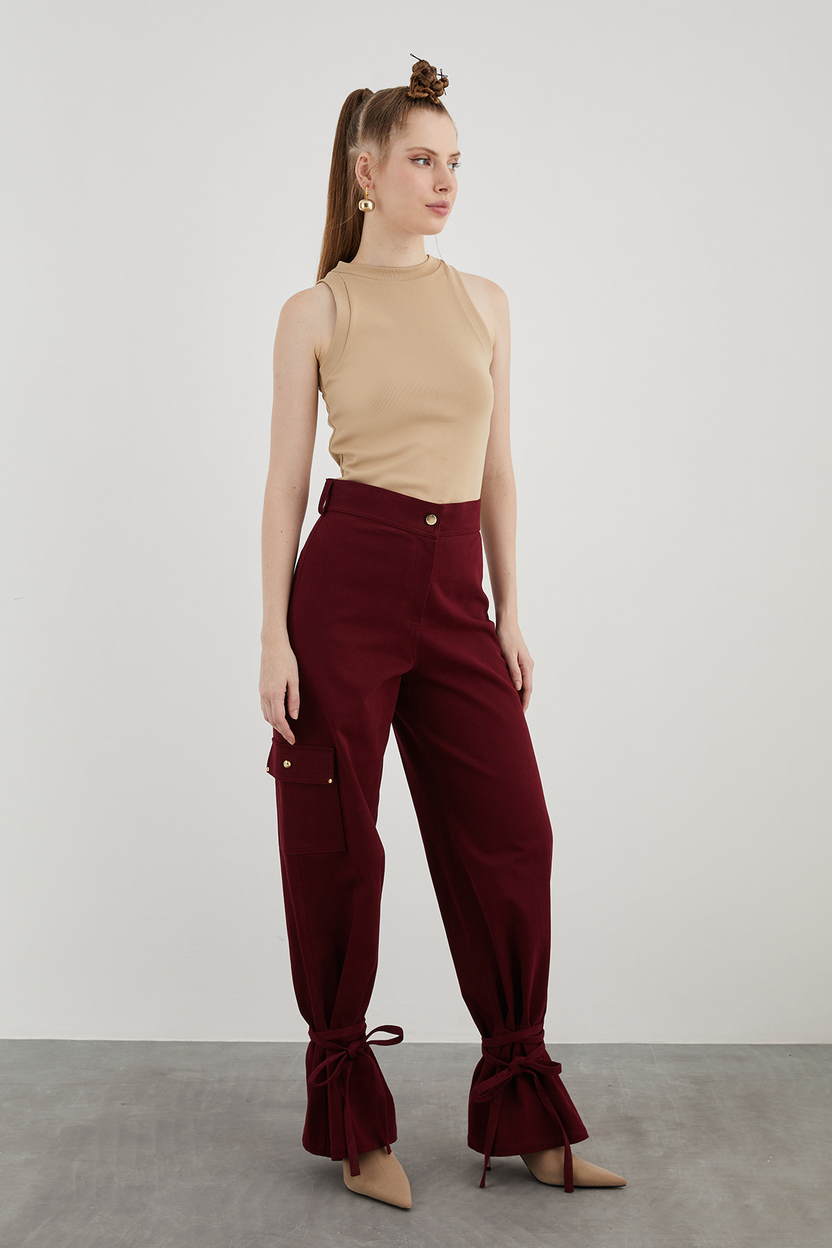 Yüksek Bel Rahat Kesim Pamuk Pantolon