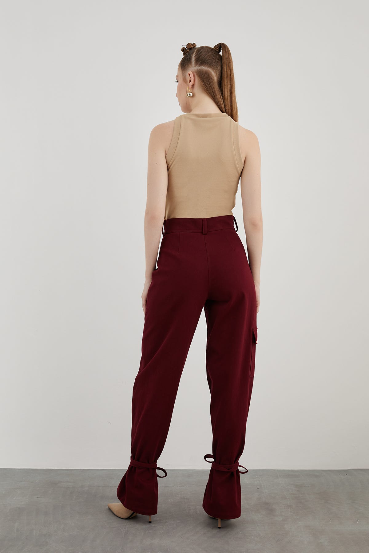 Yüksek Bel Rahat Kesim Pamuk Pantolon