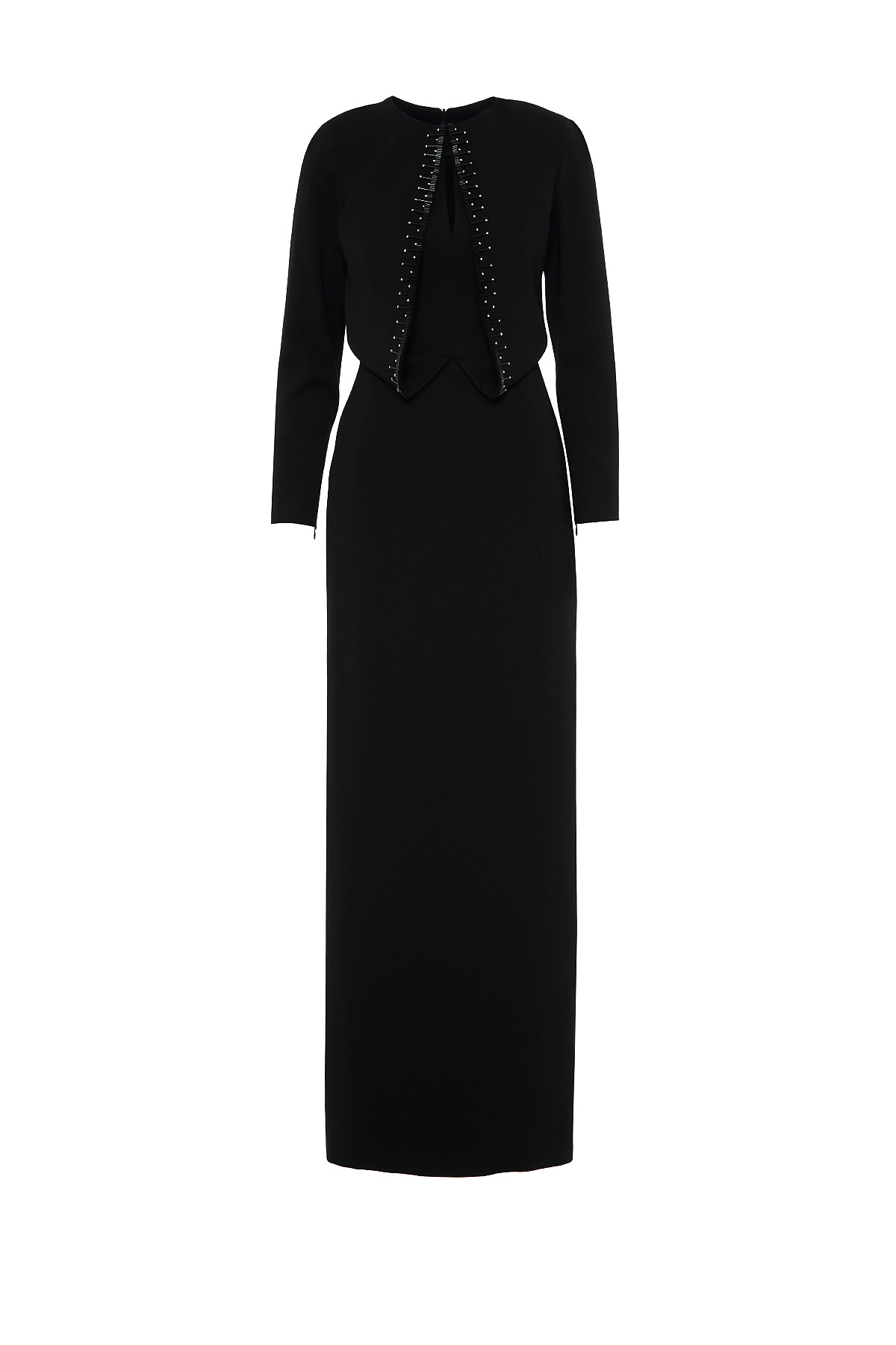 Önü İşleme Model Detaylı Arkası Yırtmaçlı Uzun Abiye Elbise