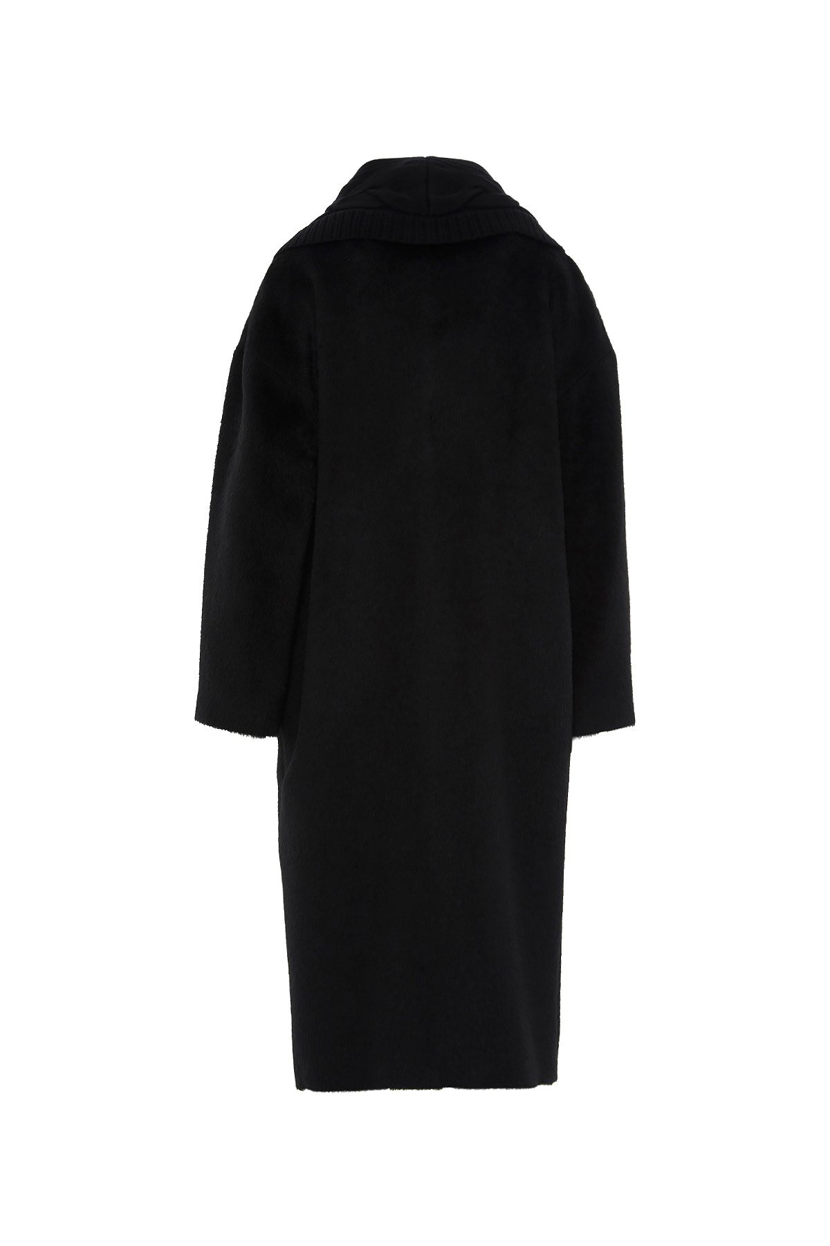 Örgü Yakalı Uzun Kaşe Kaban