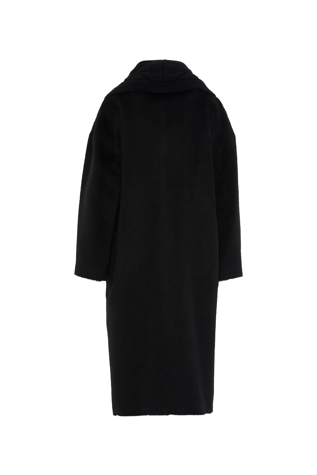 Örgü Yakalı Uzun Kaşe Kaban