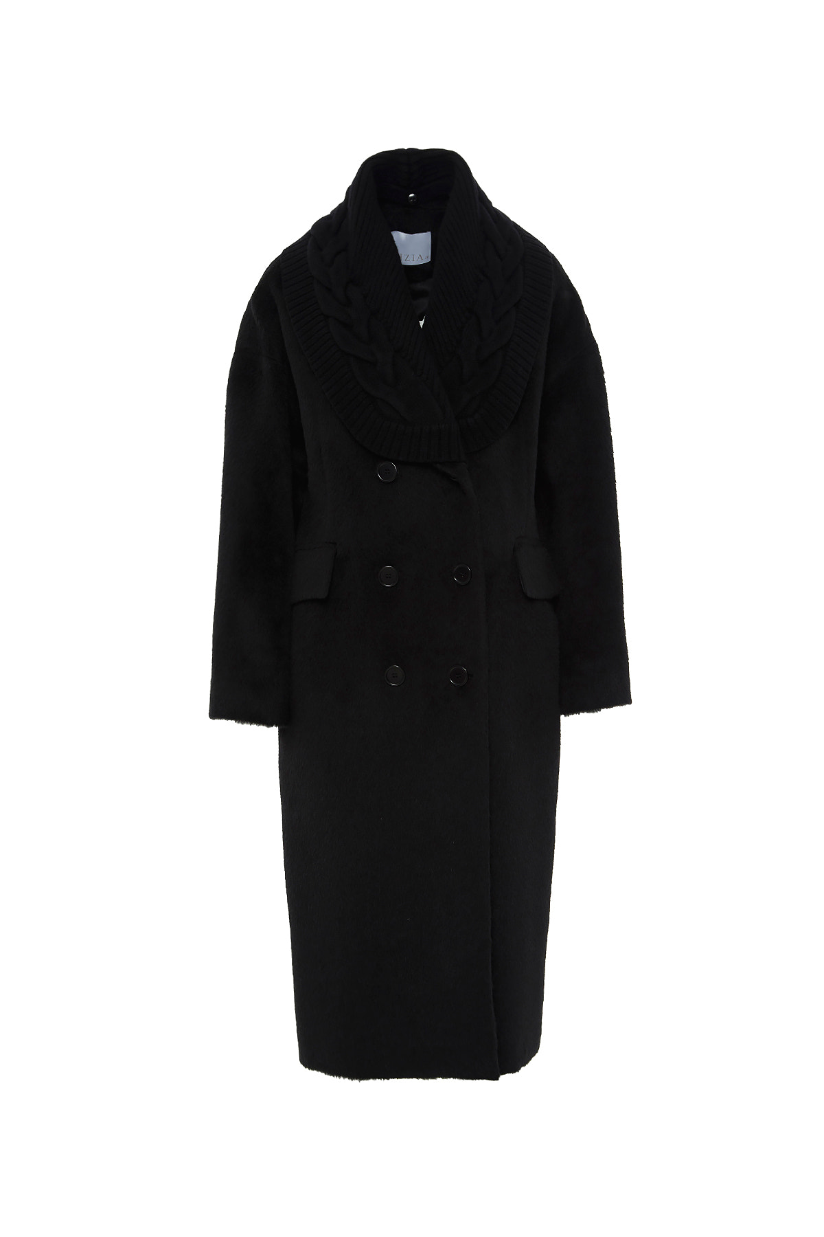 Örgü Yakalı Uzun Kaşe Kaban