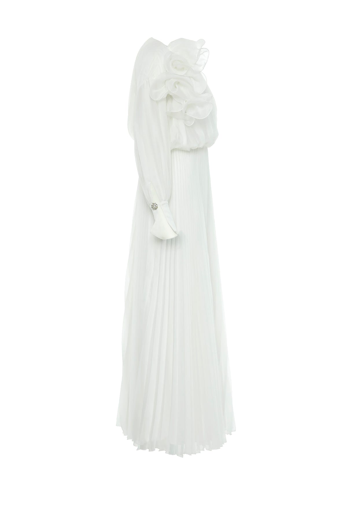 Pliseli Maxi Kloş Abiye Elbise