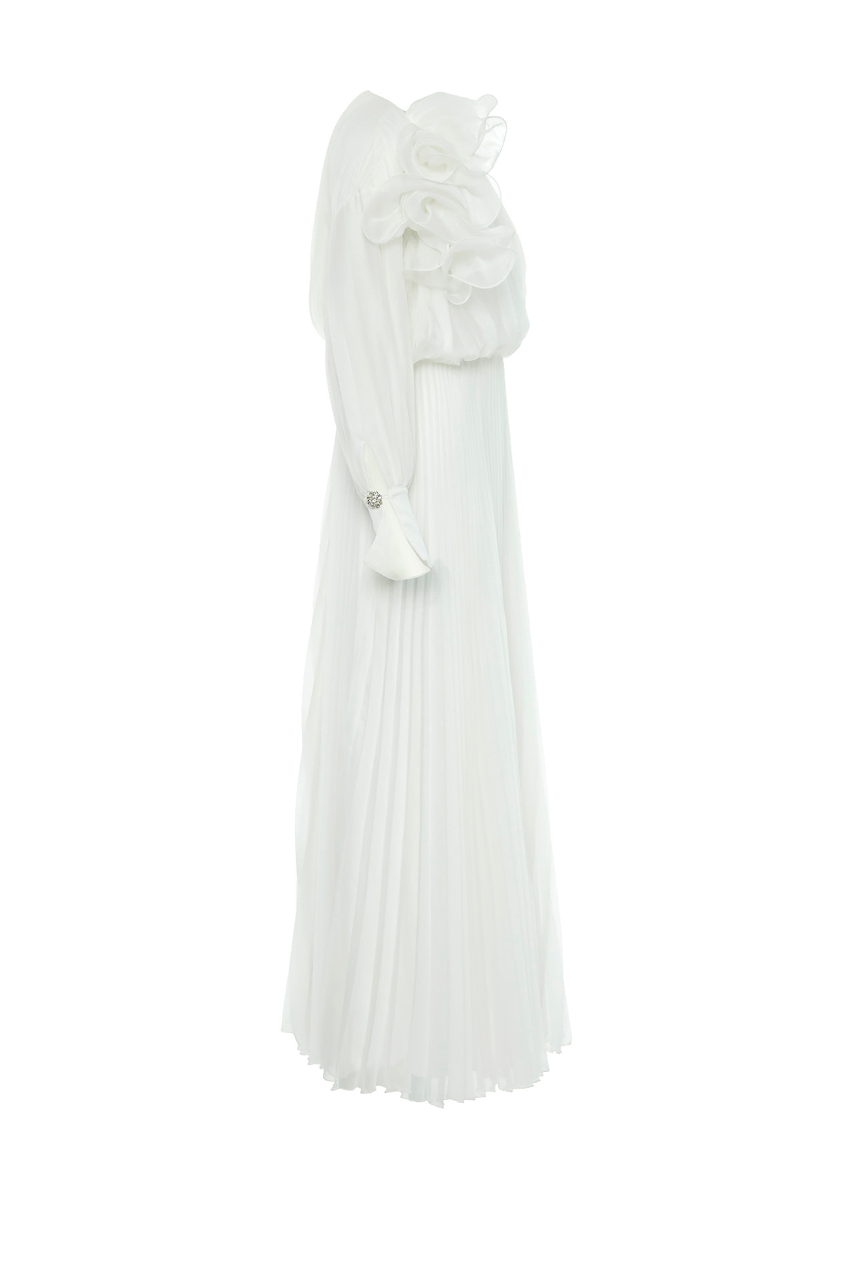 Pliseli Maxi Kloş Abiye Elbise