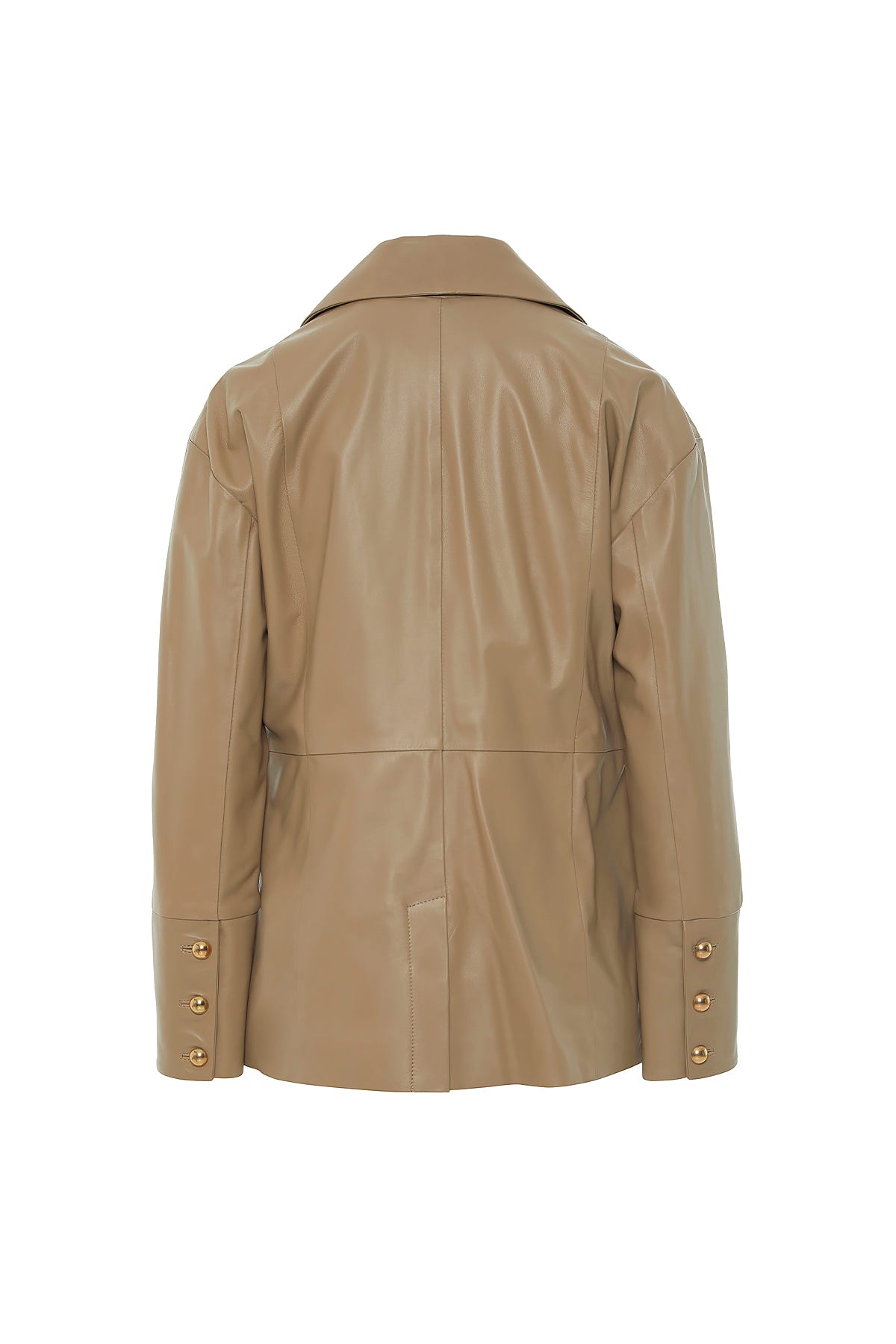 Fermuar Detaylı Düğmeli Deri Ceket