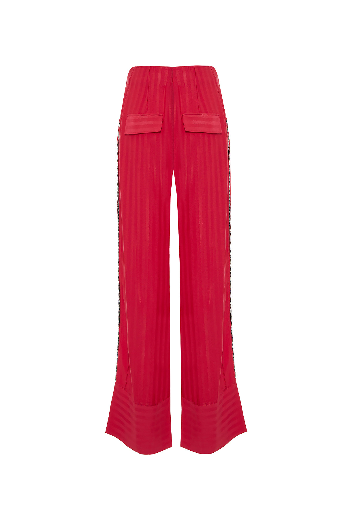 Yanları Biye Detaylı Uzun Bol Paça Pantolon