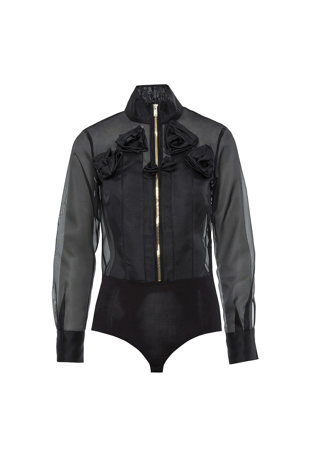 Çiçek Detaylı Alttan Çıtçıtlı Transparan Bluz