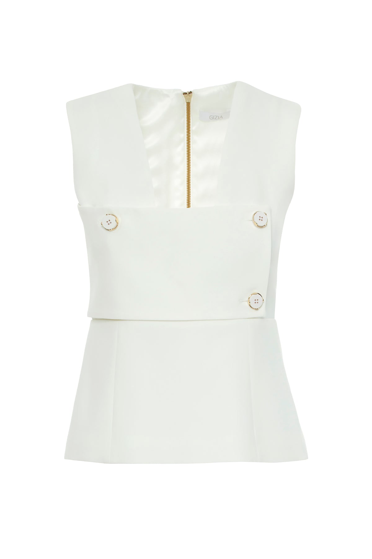 Düğme Detaylı Arkası Fermuarlı Bluz