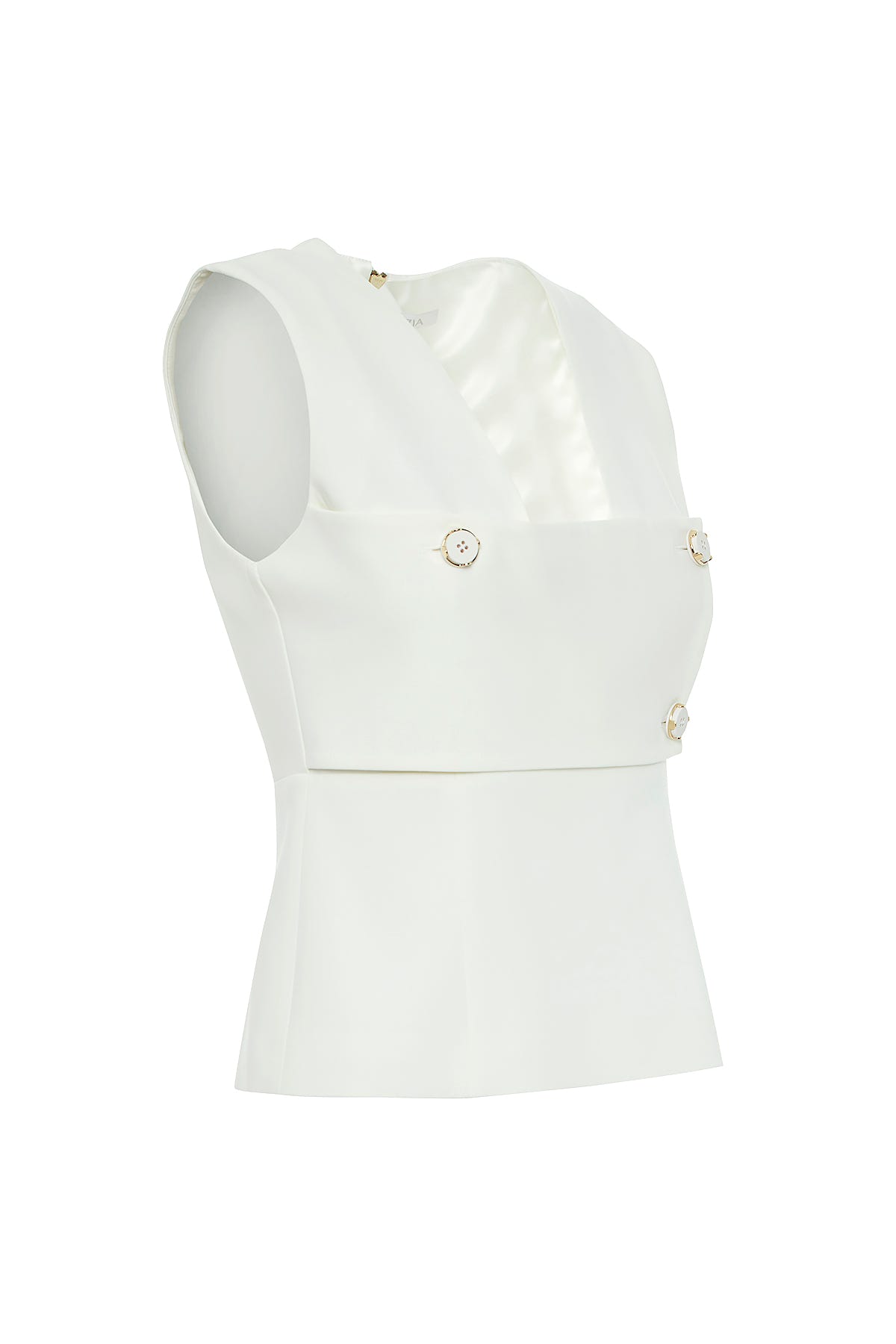 Düğme Detaylı Arkası Fermuarlı Bluz