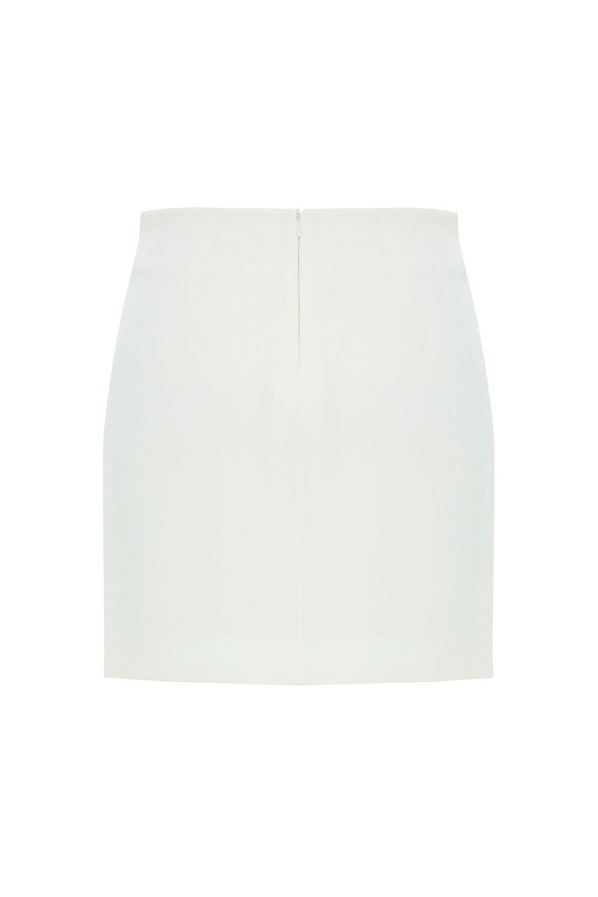 Düğme Detaylı Mini Ekru Etek