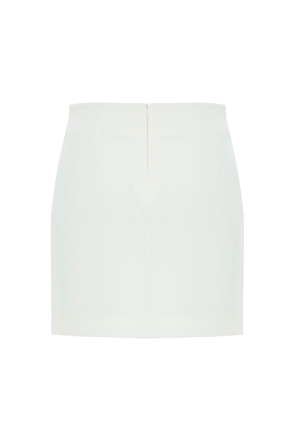 Düğme Detaylı Mini Ekru Etek