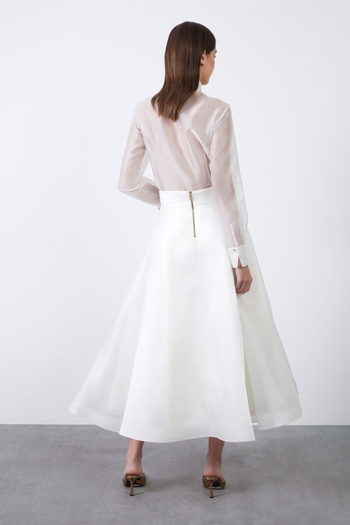 Çiçek Detaylı Transparan Etek