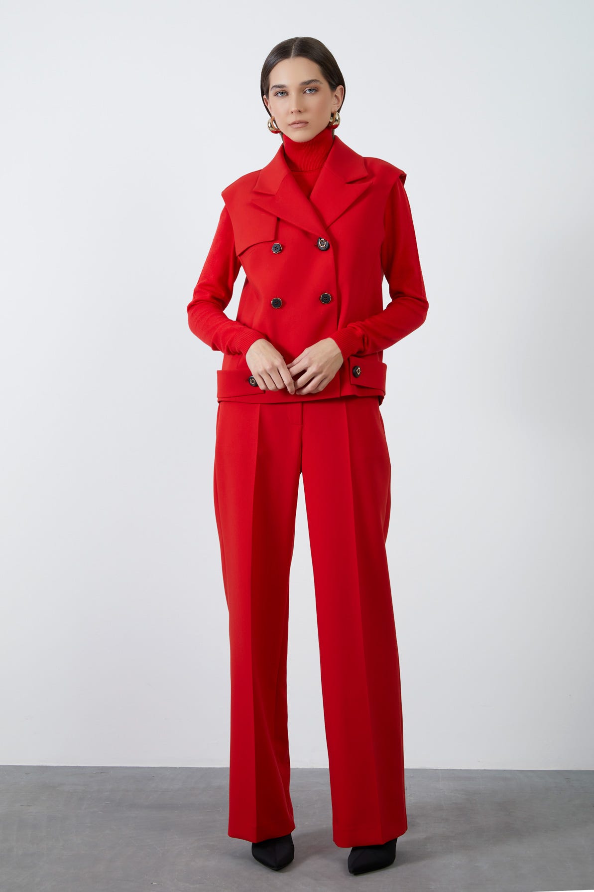 Düğme Detaylı Erkek Yaka Yelek