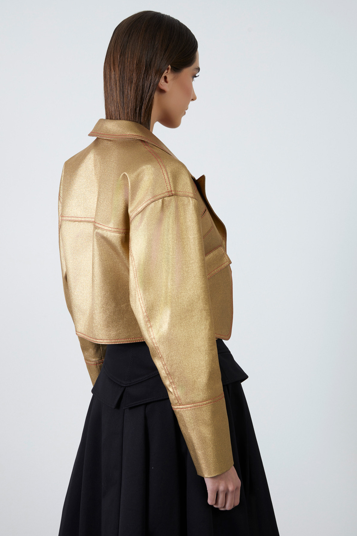 Asimetrik Kesim Crop Ceket