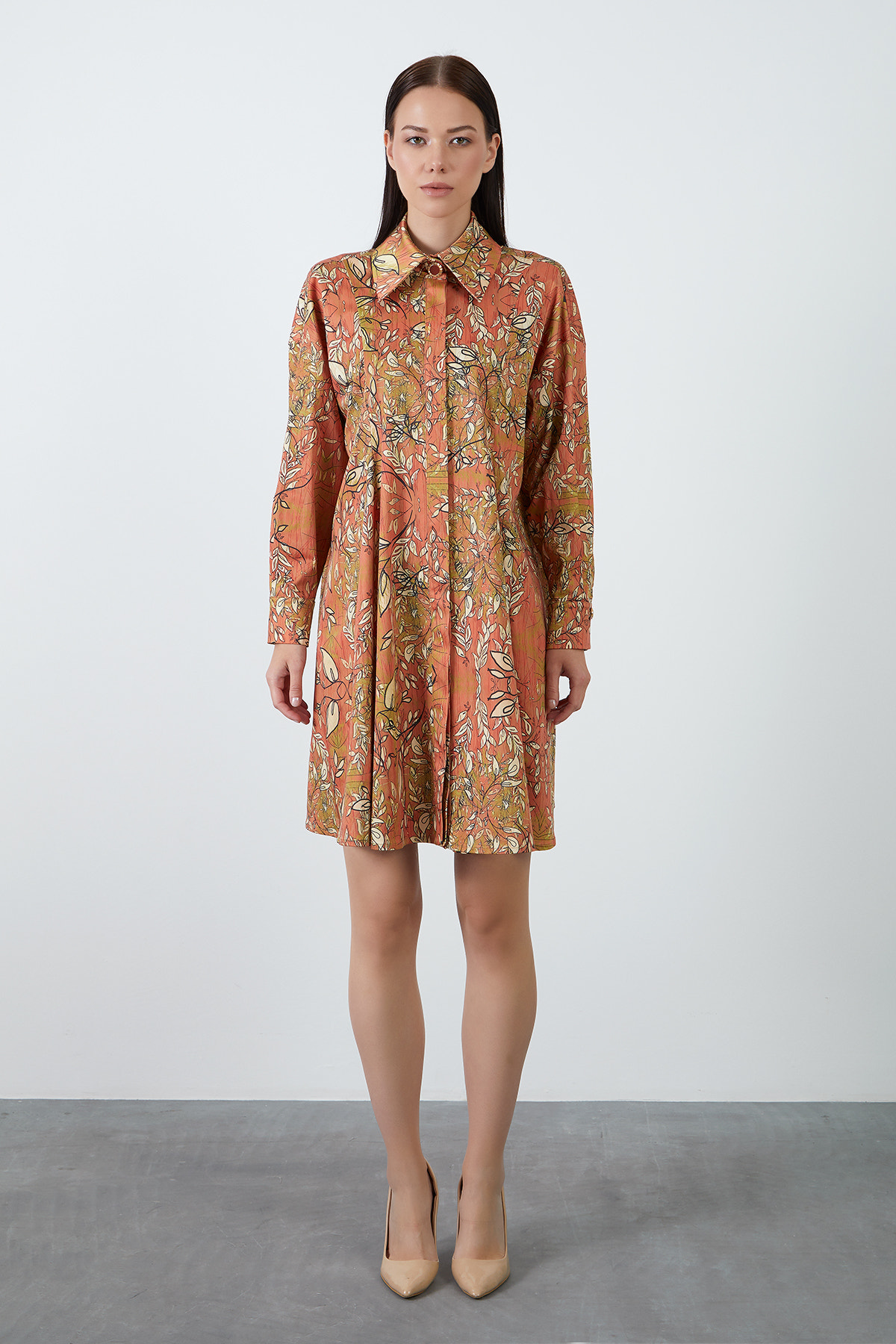 Desenli Gömlek Mini Elbise