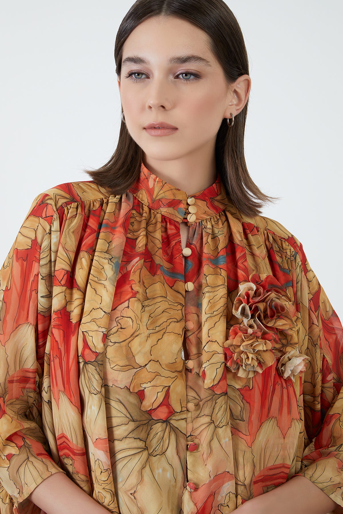 Çiçek Desenli Şifon Mini Elbise