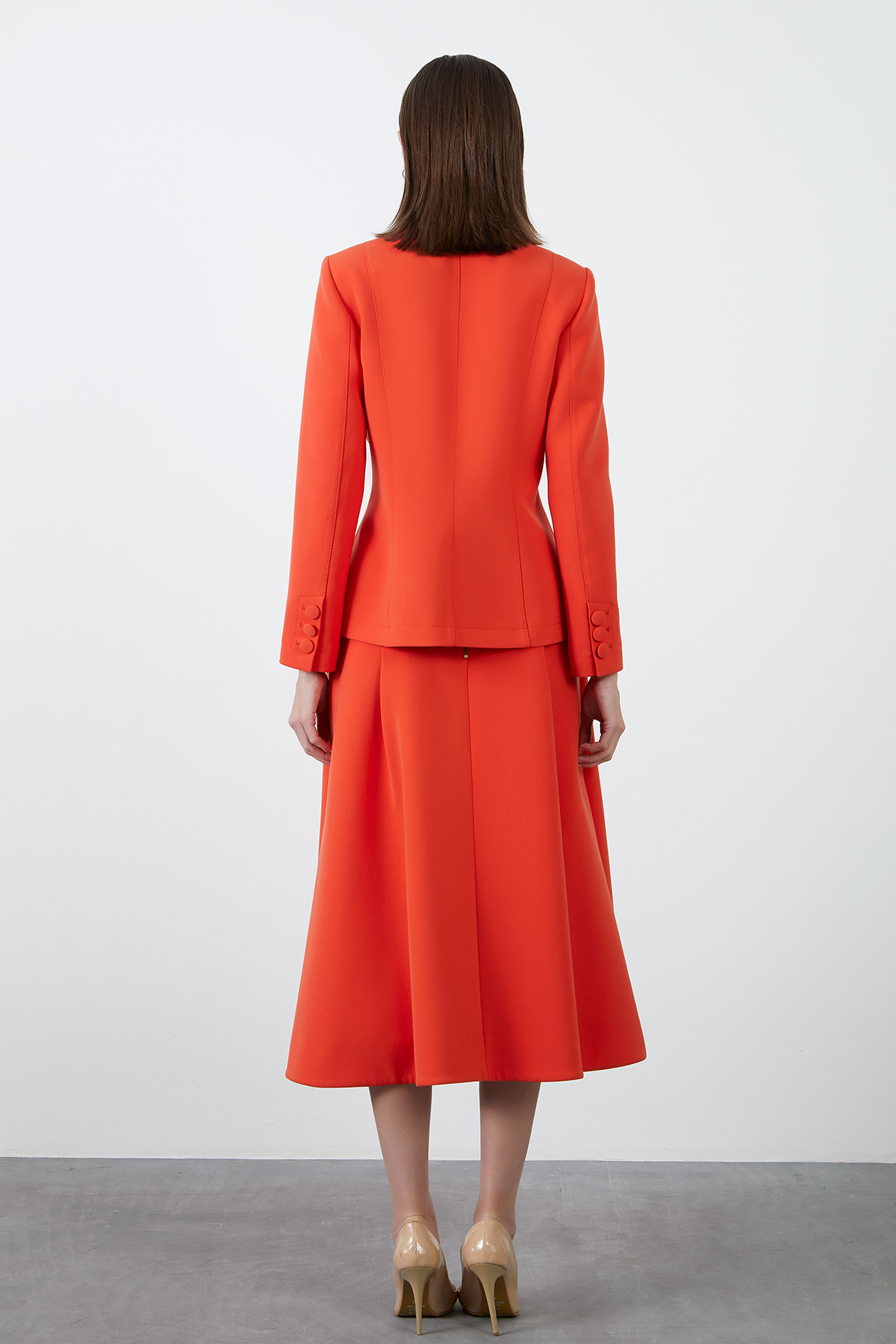 Pencere Detaylı Mercan Kruvaze Ceket