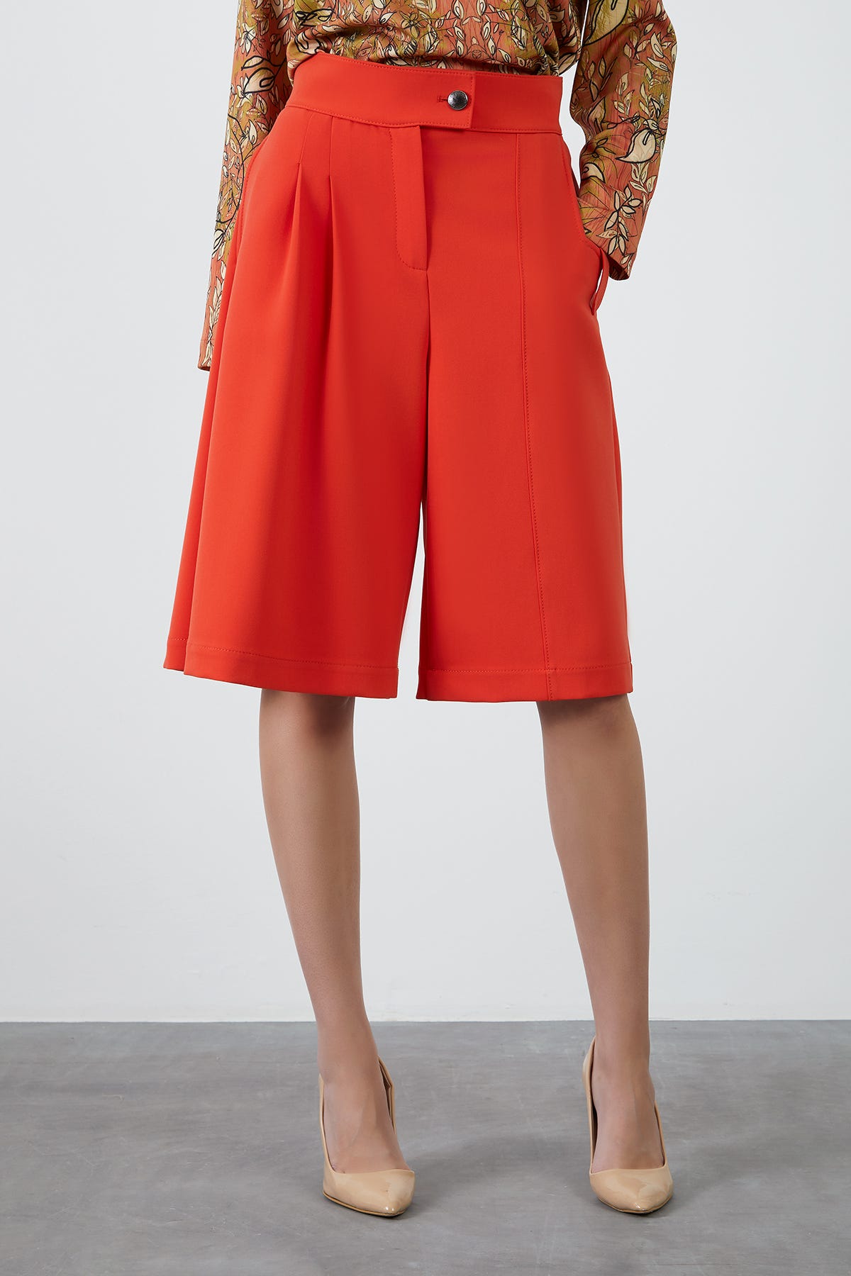Yüksek Bel Mercan Bermuda Şort