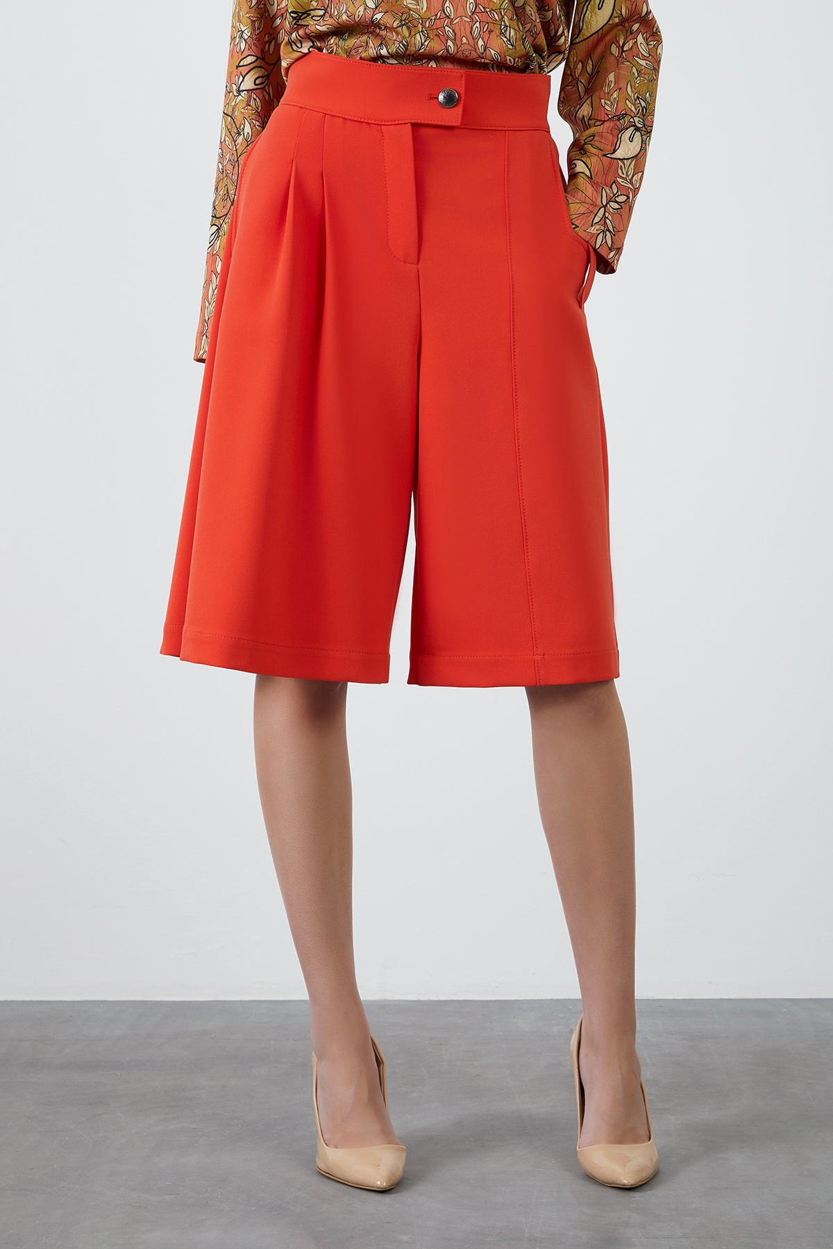 Yüksek Bel Mercan Bermuda Şort