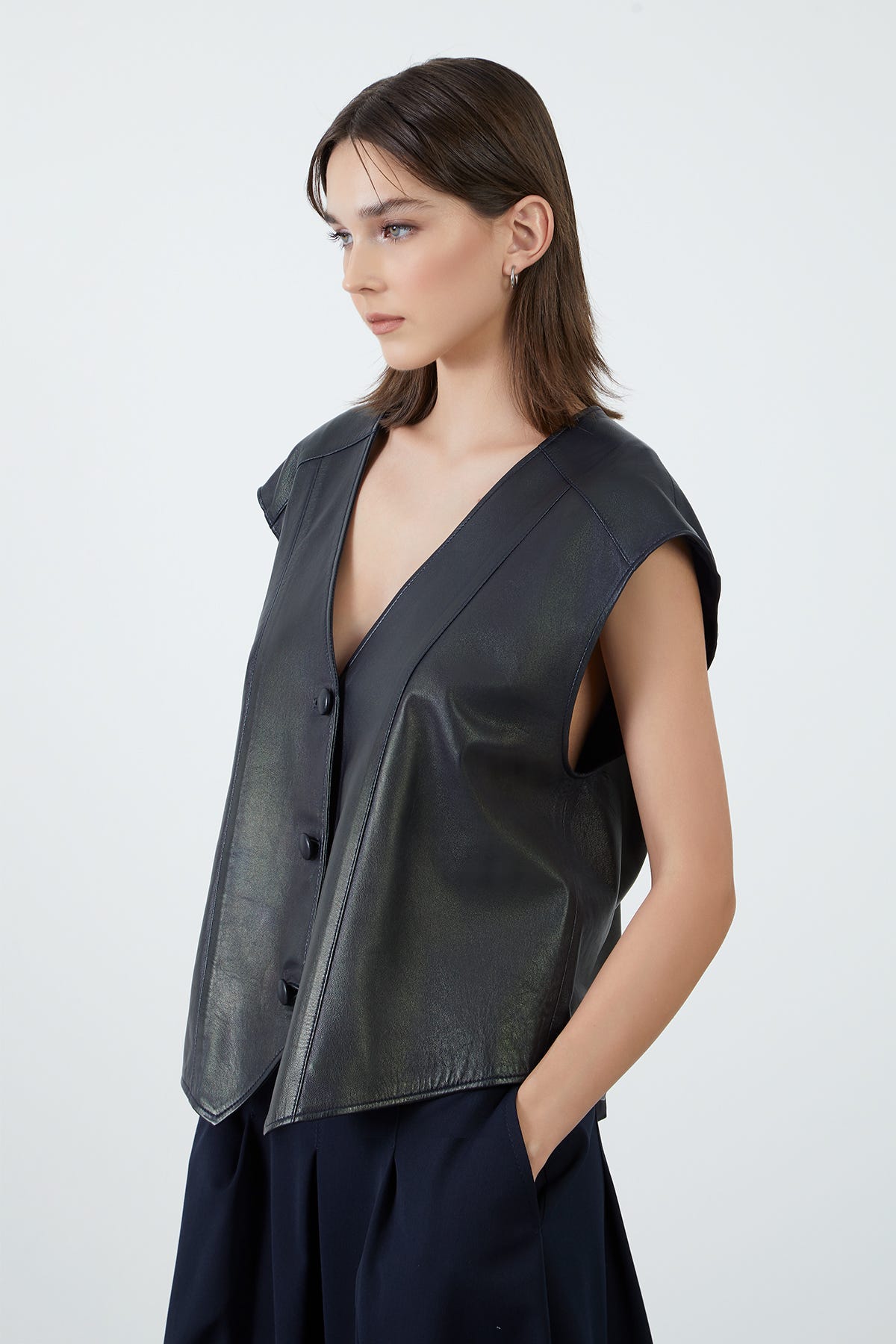 Oversize Deri Yelek