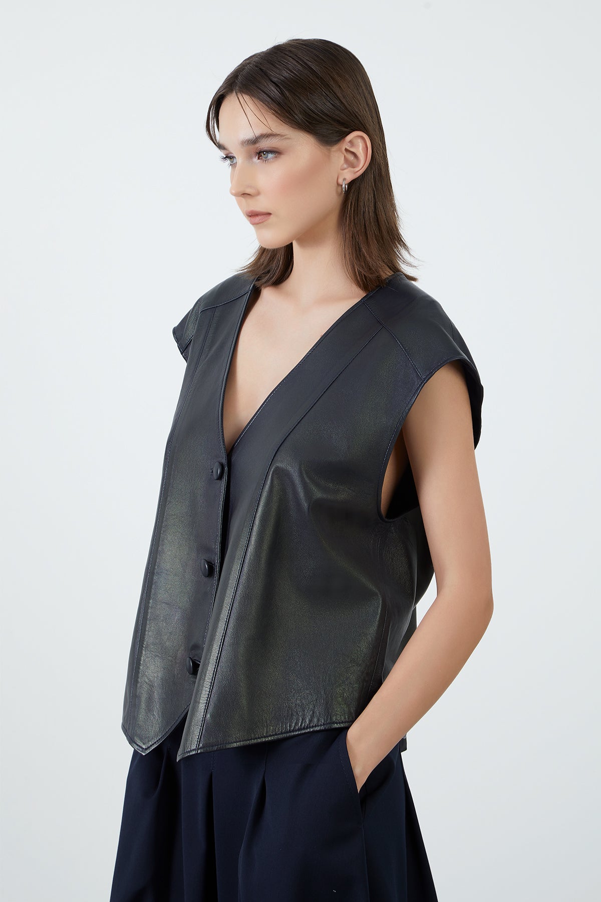 Oversize Deri Yelek