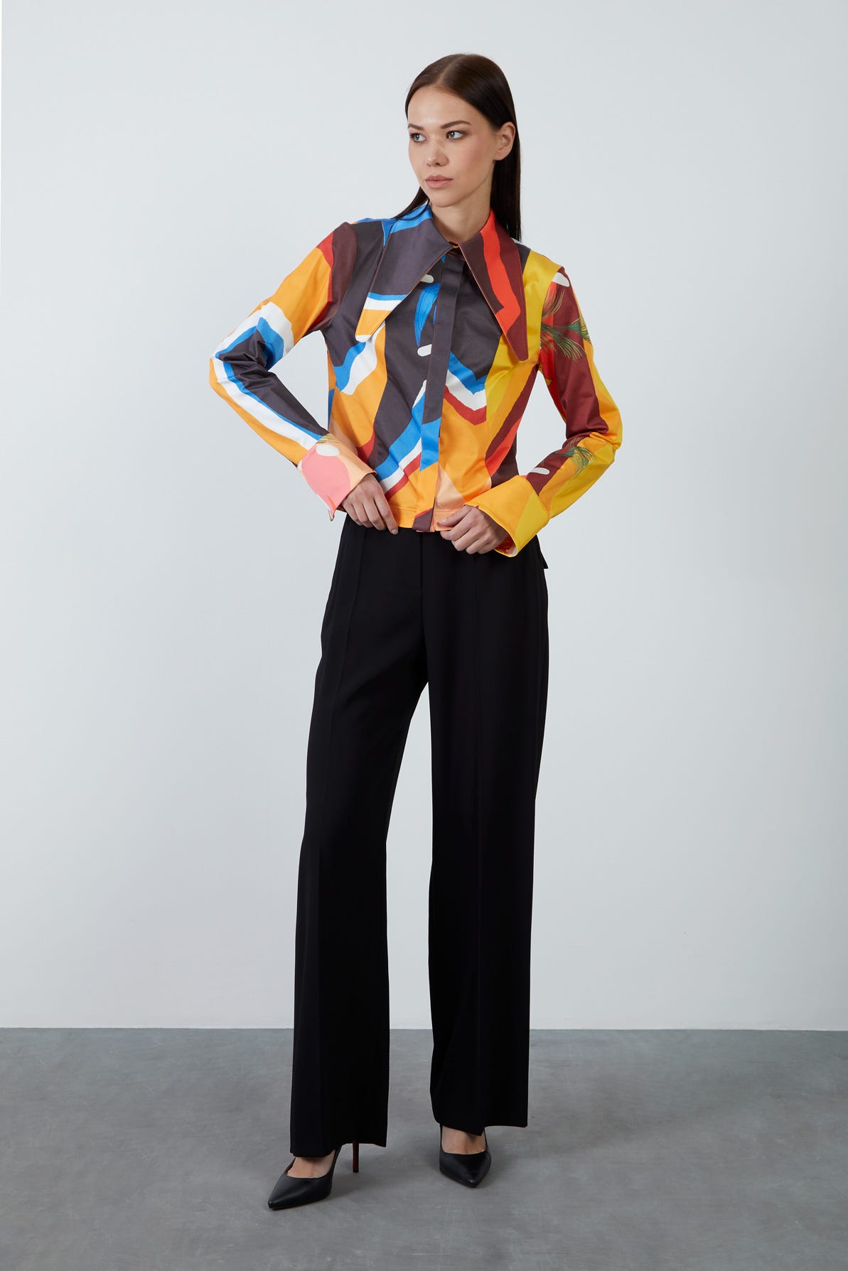 Çok Renkli Yaka Detaylı Gömlek