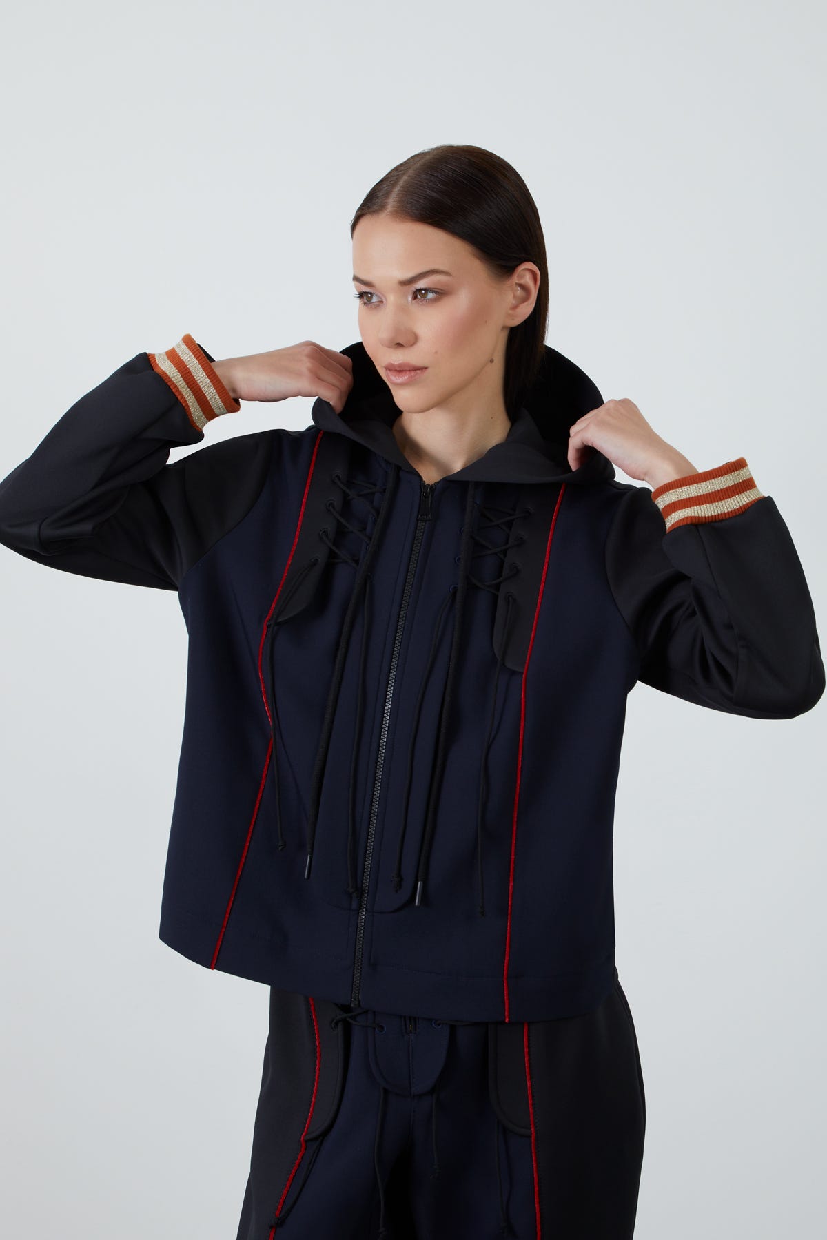 Kuşgözü Detaylı Fermuarlı Sweatshirt