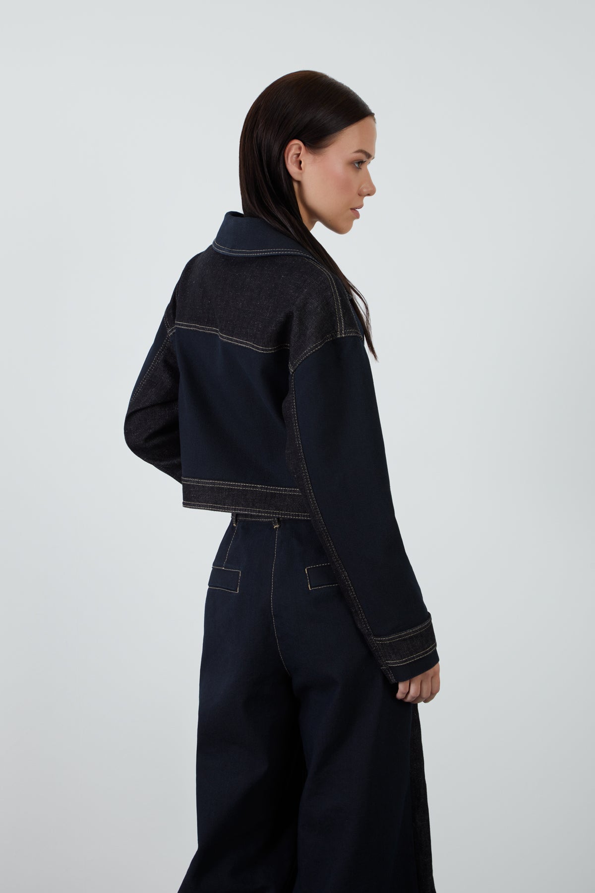 Garni Detaylı Crop Jean Ceket