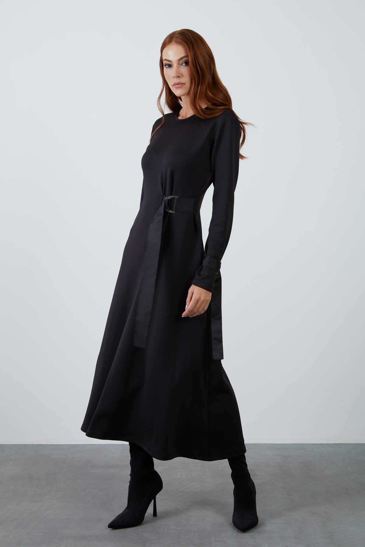 Grogren Şeritli D Toka Aksesuarlı Midi Boy Spor Elbise