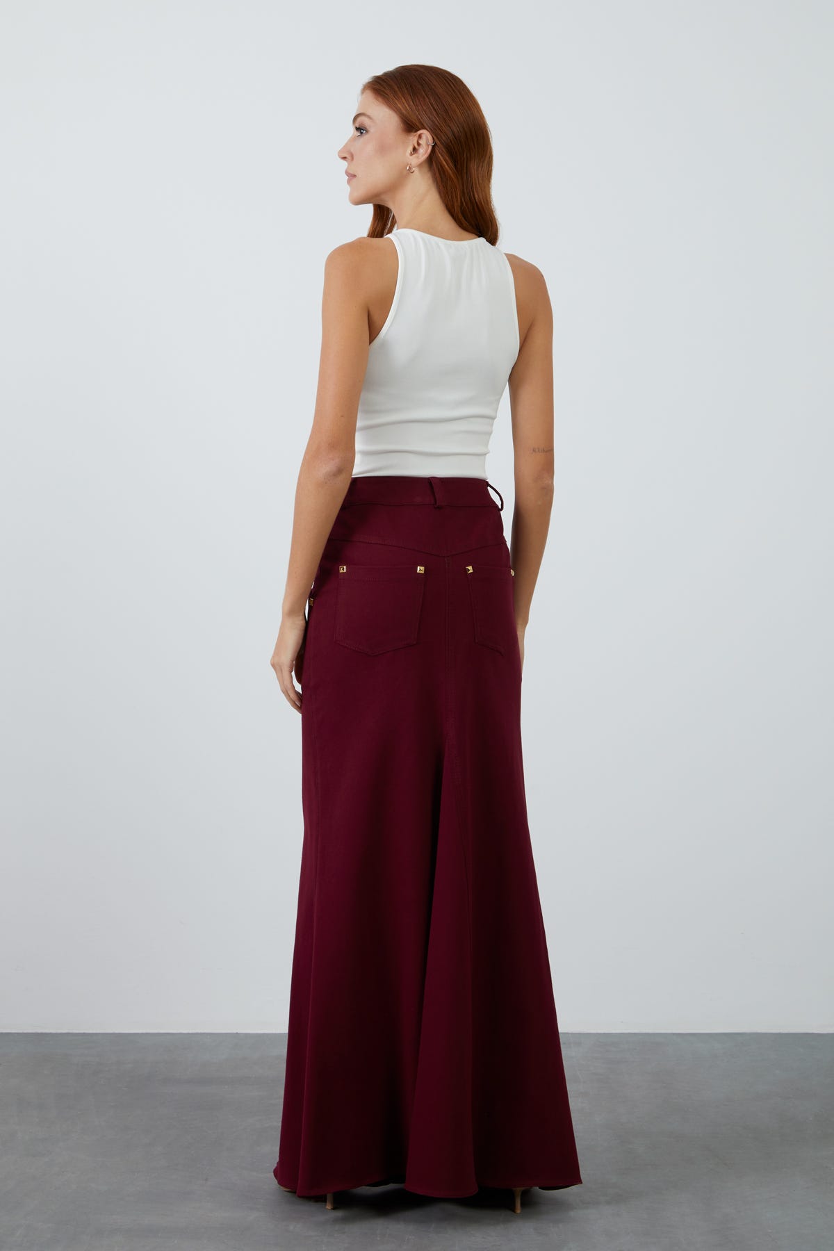 Pelerinli Cepli Detaylı Uzun Etek