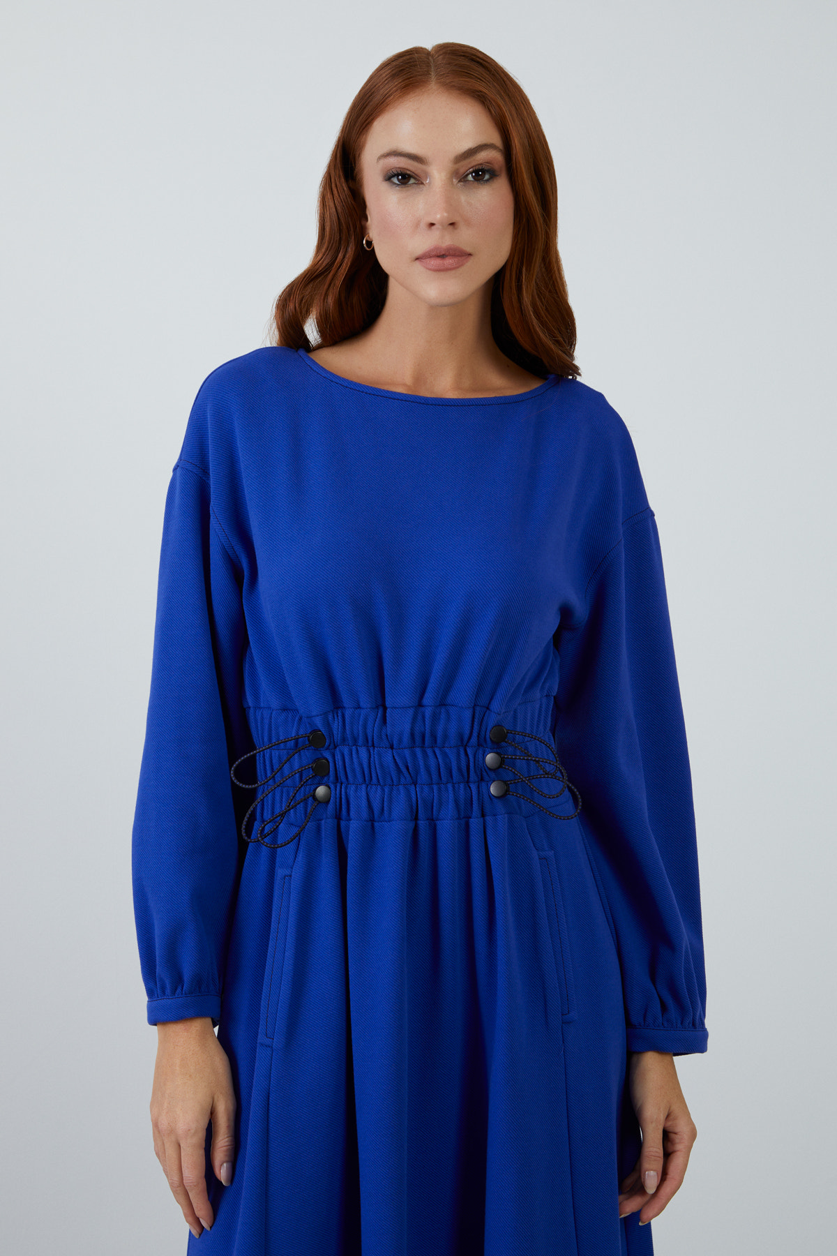 Düşük Omuz Rahat Kesim Maxi Boy Elbise