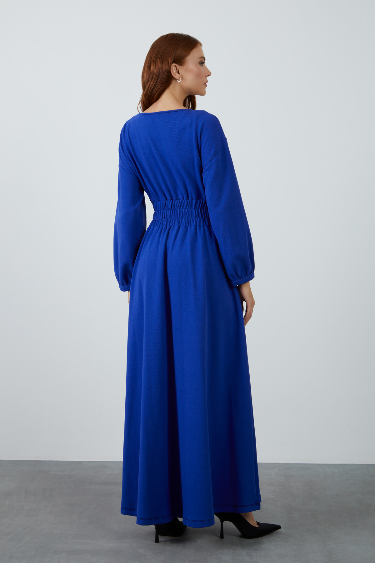 Düşük Omuz Rahat Kesim Maxi Boy Elbise