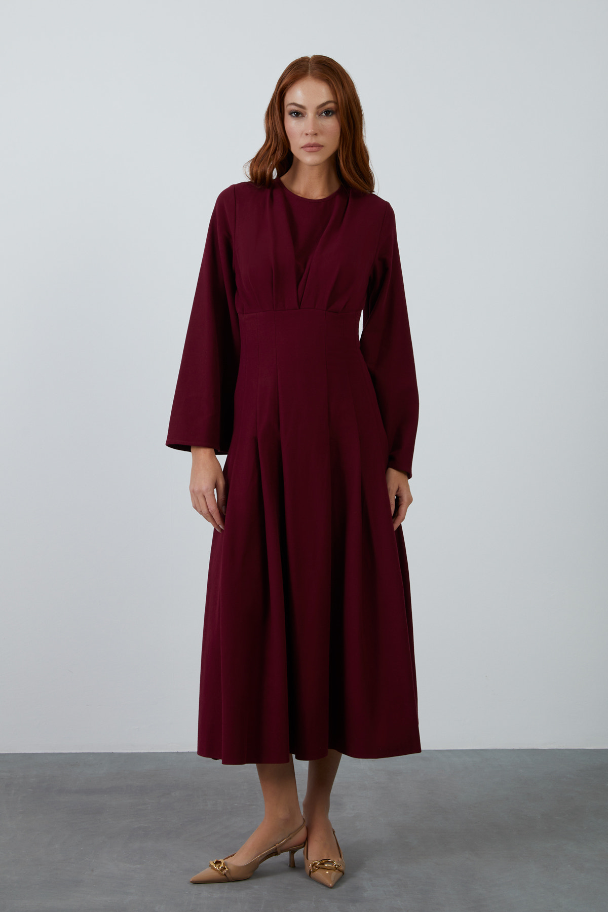 Bisiklet Yaka Maxi Boy Elbise