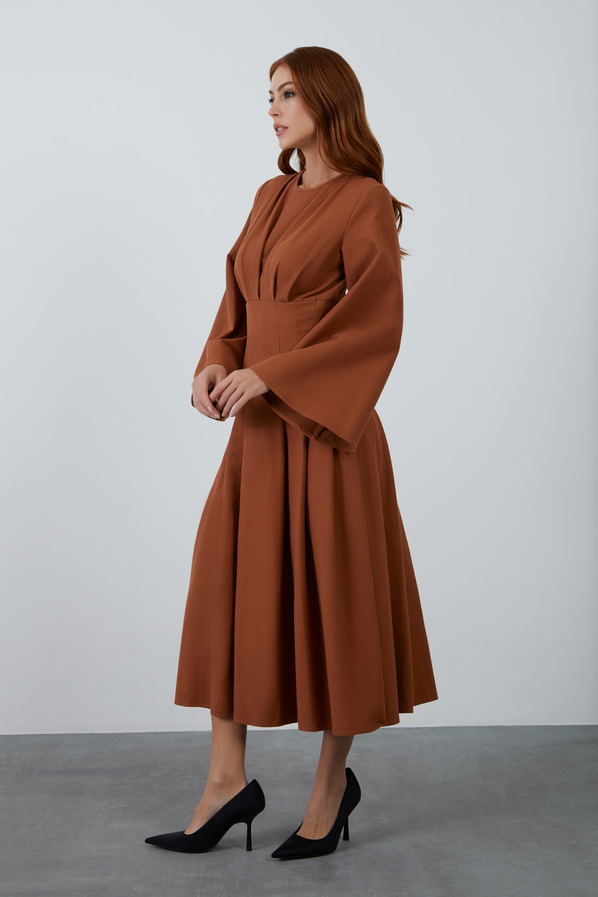 Bisiklet Yaka Maxi Boy Elbise