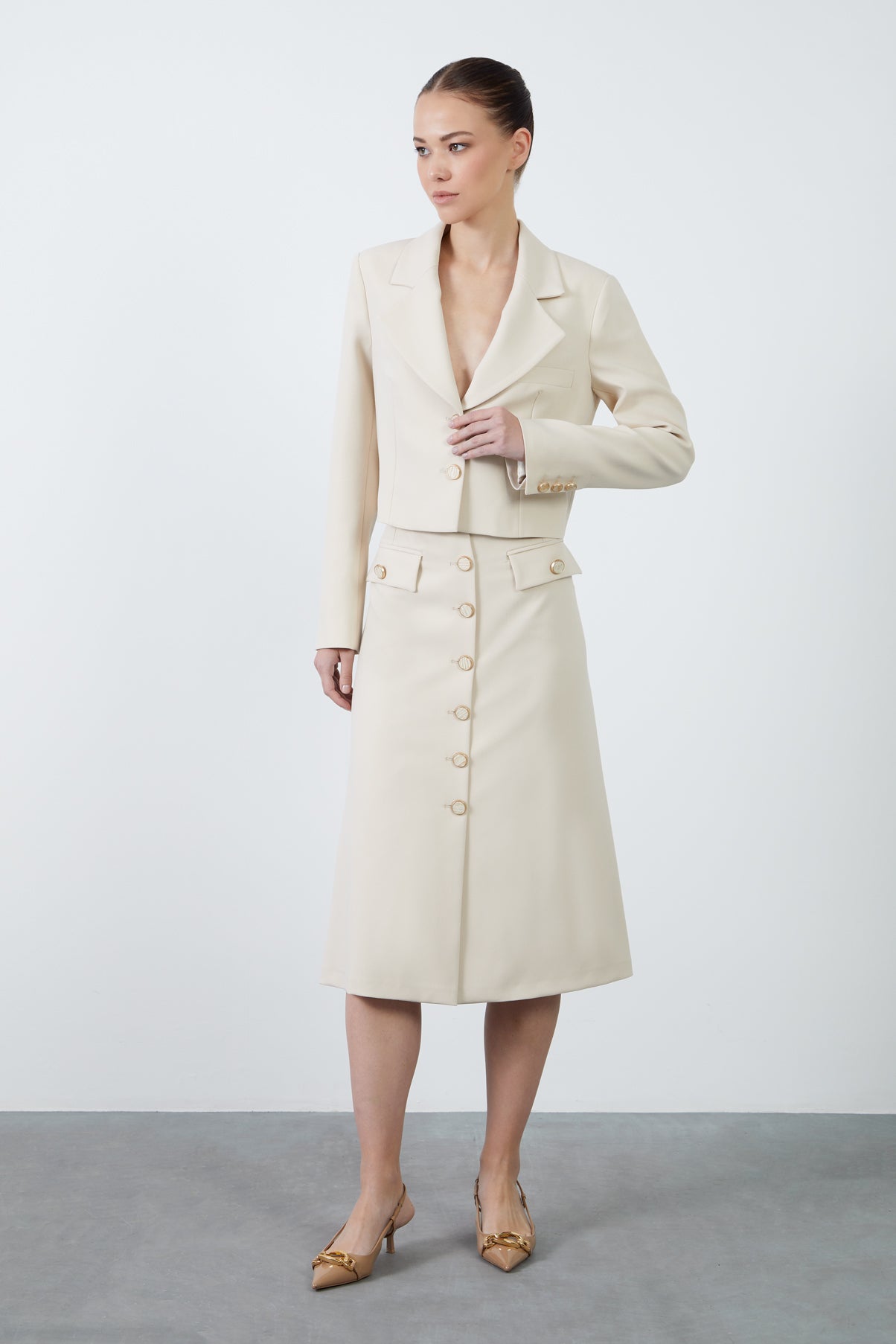 Ceket Ve Midi Boy Etekli Takım