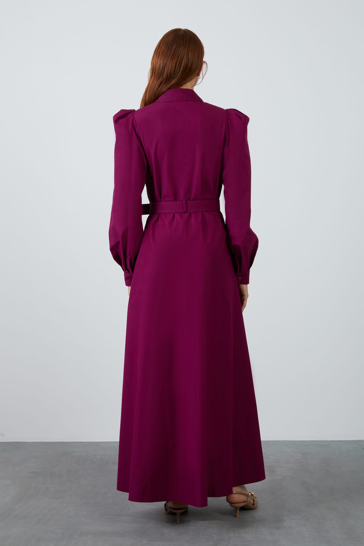 Kemer Detaylı Cepli Maxi Elbise