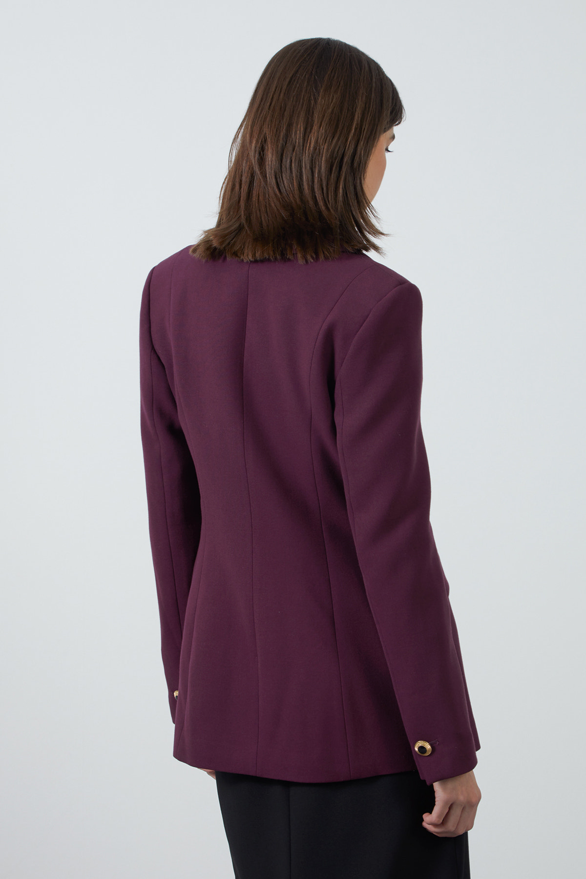 Gold Düğme Detaylı Mürdüm Ceket