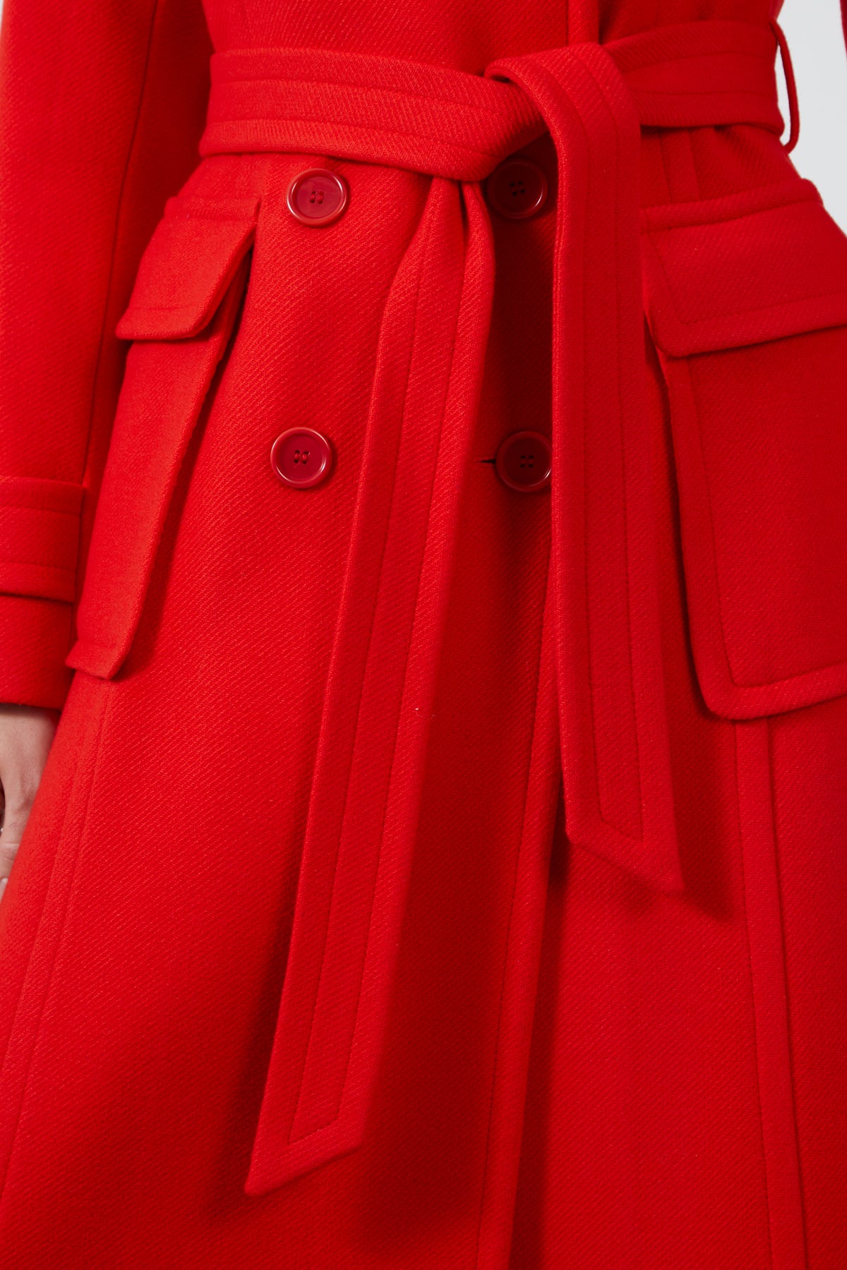 Seyyar Kuşaklı Geniş Cep Uzun Kaşe Kaban