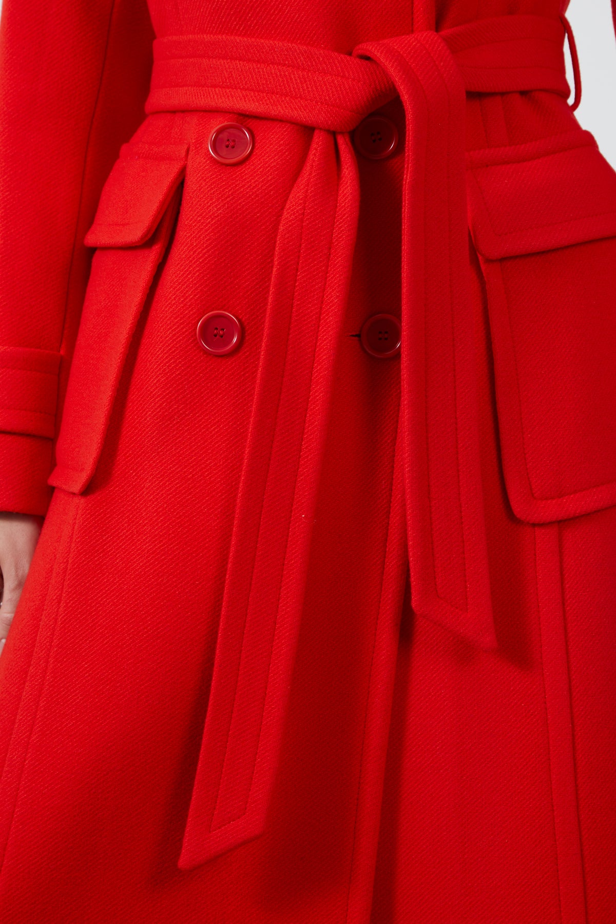 Seyyar Kuşaklı Geniş Cep Uzun Kaşe Kaban