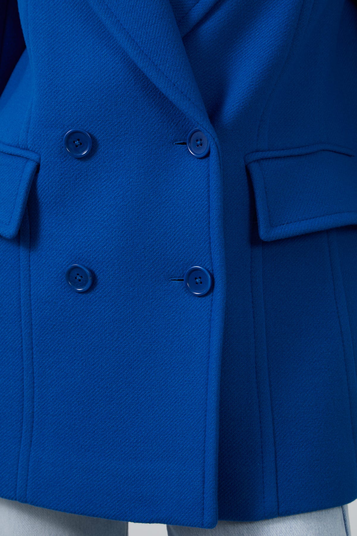 Kruvaze Kapama Geniş Cepli Kaşe Ceket