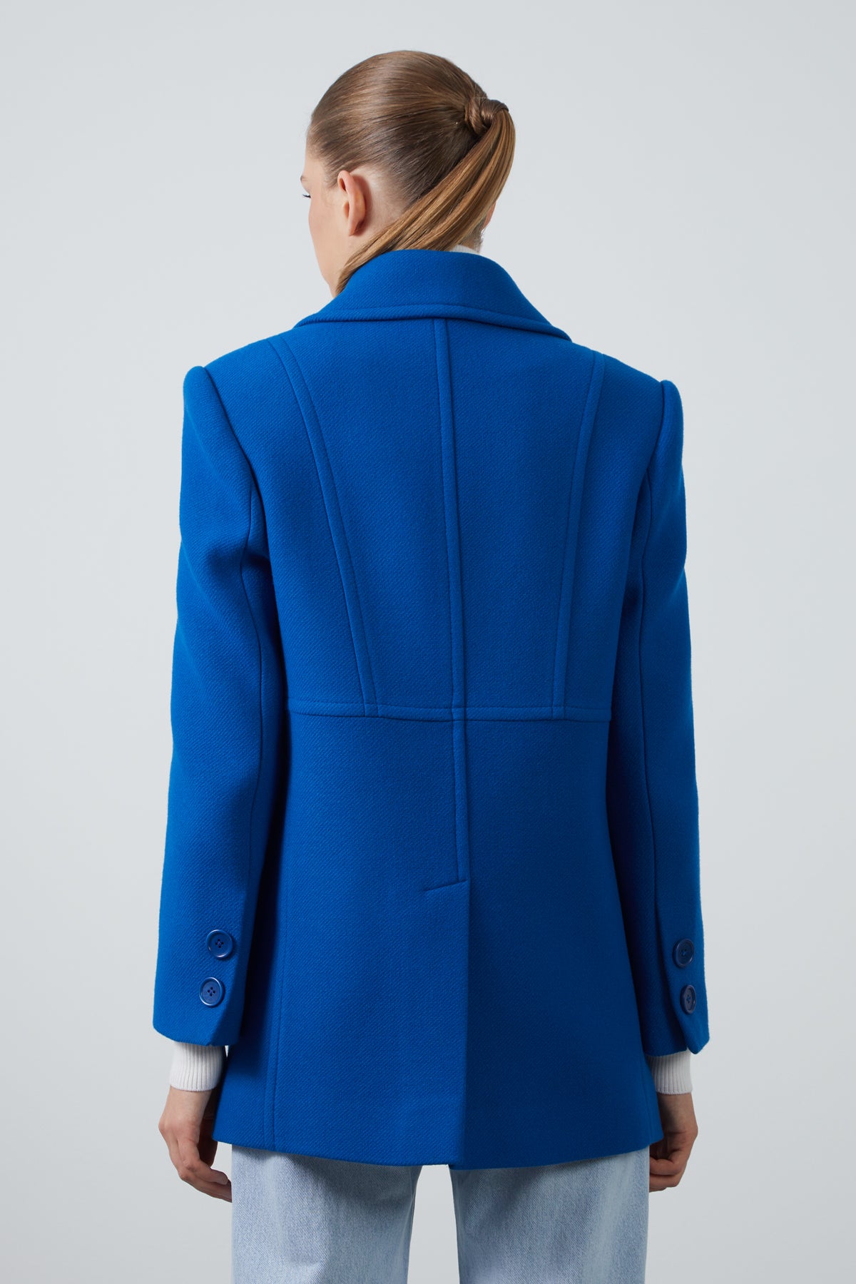 Kruvaze Kapama Geniş Cepli Kaşe Ceket