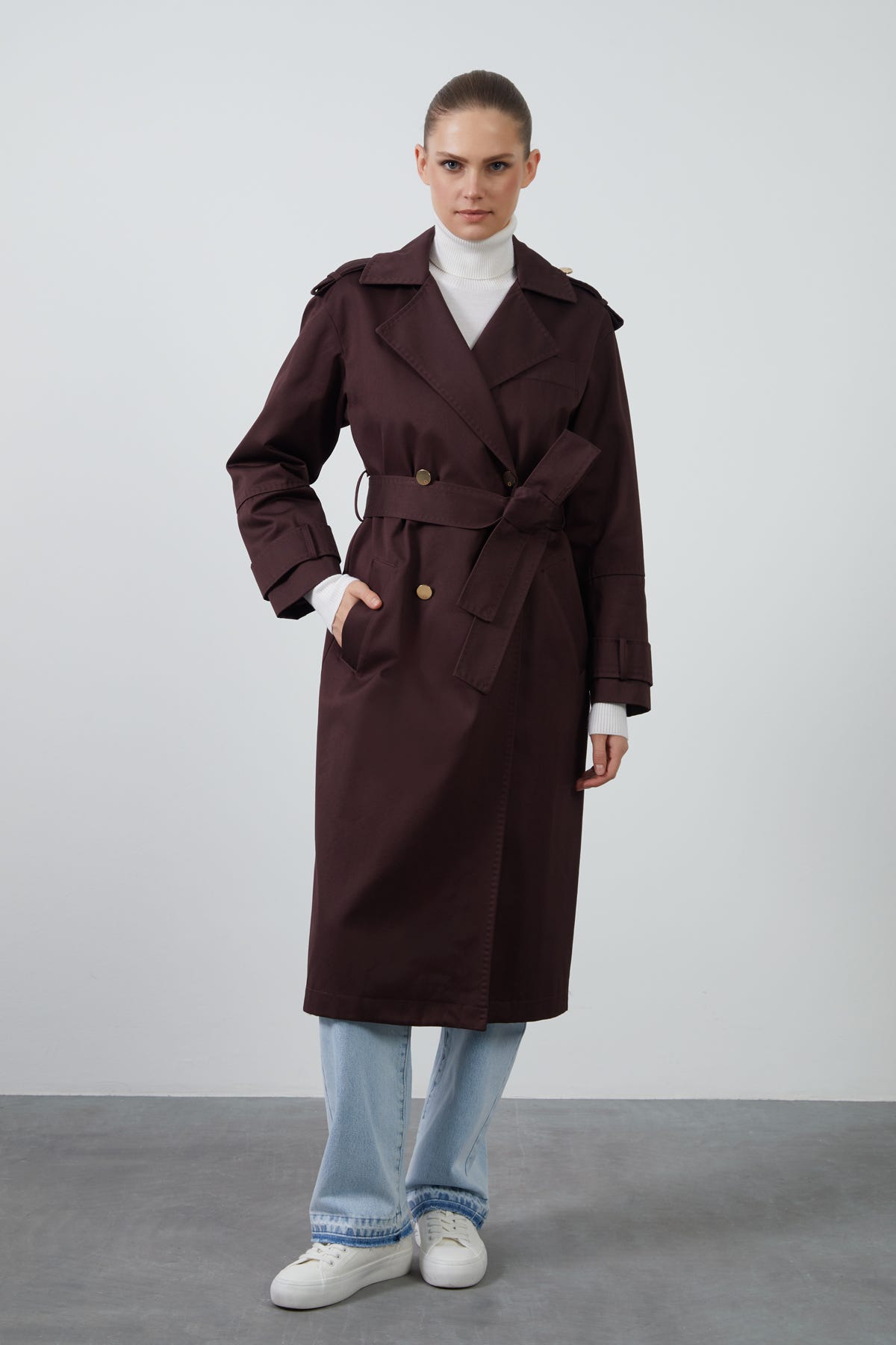 Kuşaklı Kruvaze Trenckot