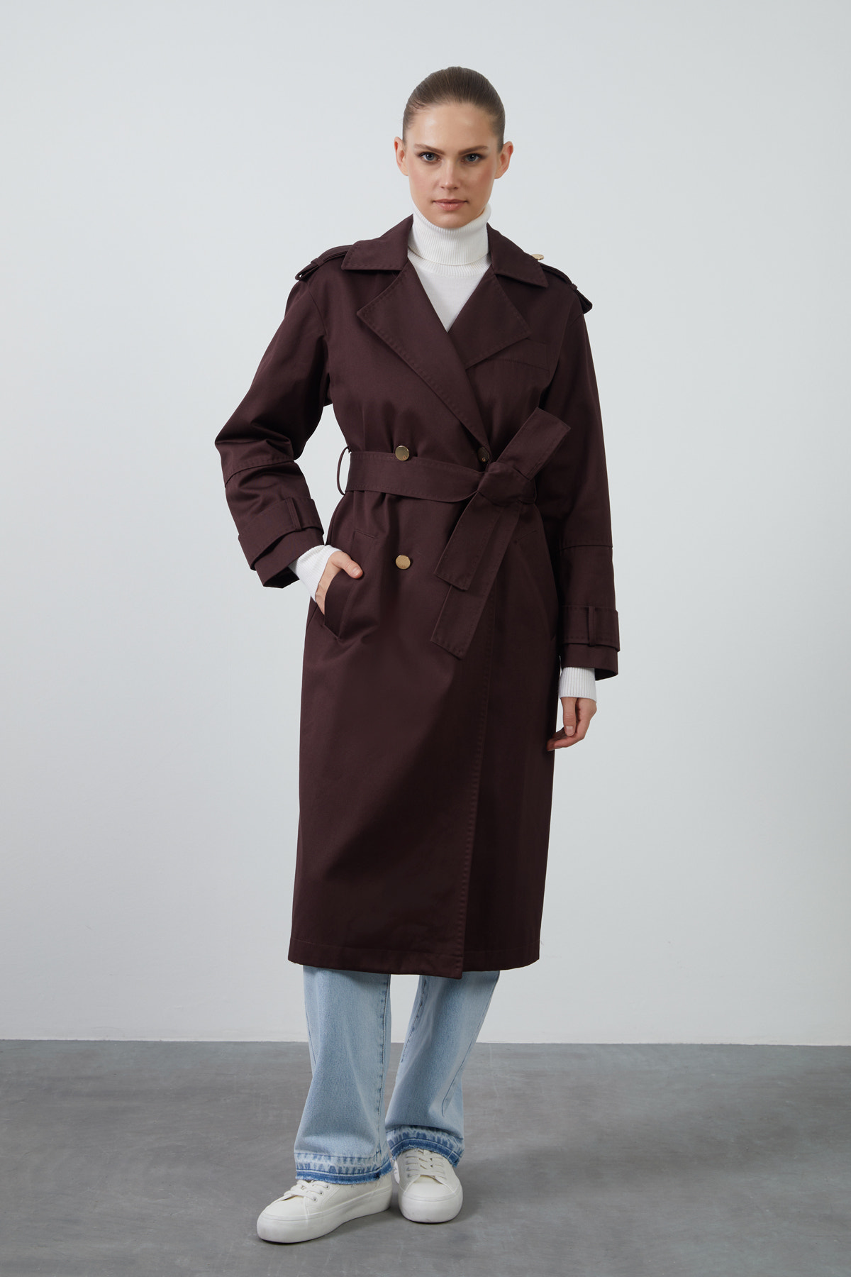 Kuşaklı Kruvaze Trenckot